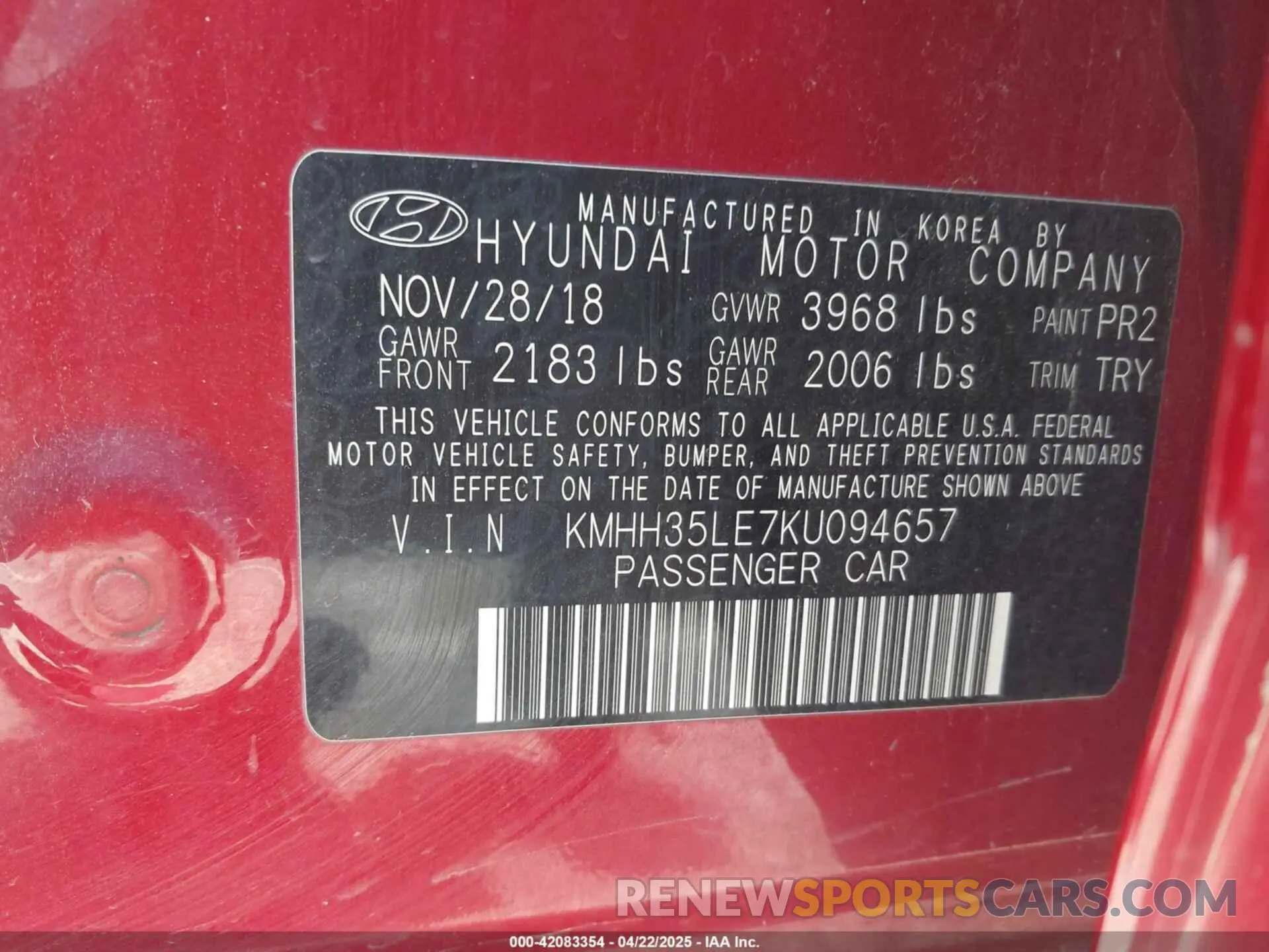 9 Photograph of a damaged car KMHH35LE7KU094657 HYUNDAI ELANTRA GT 2019