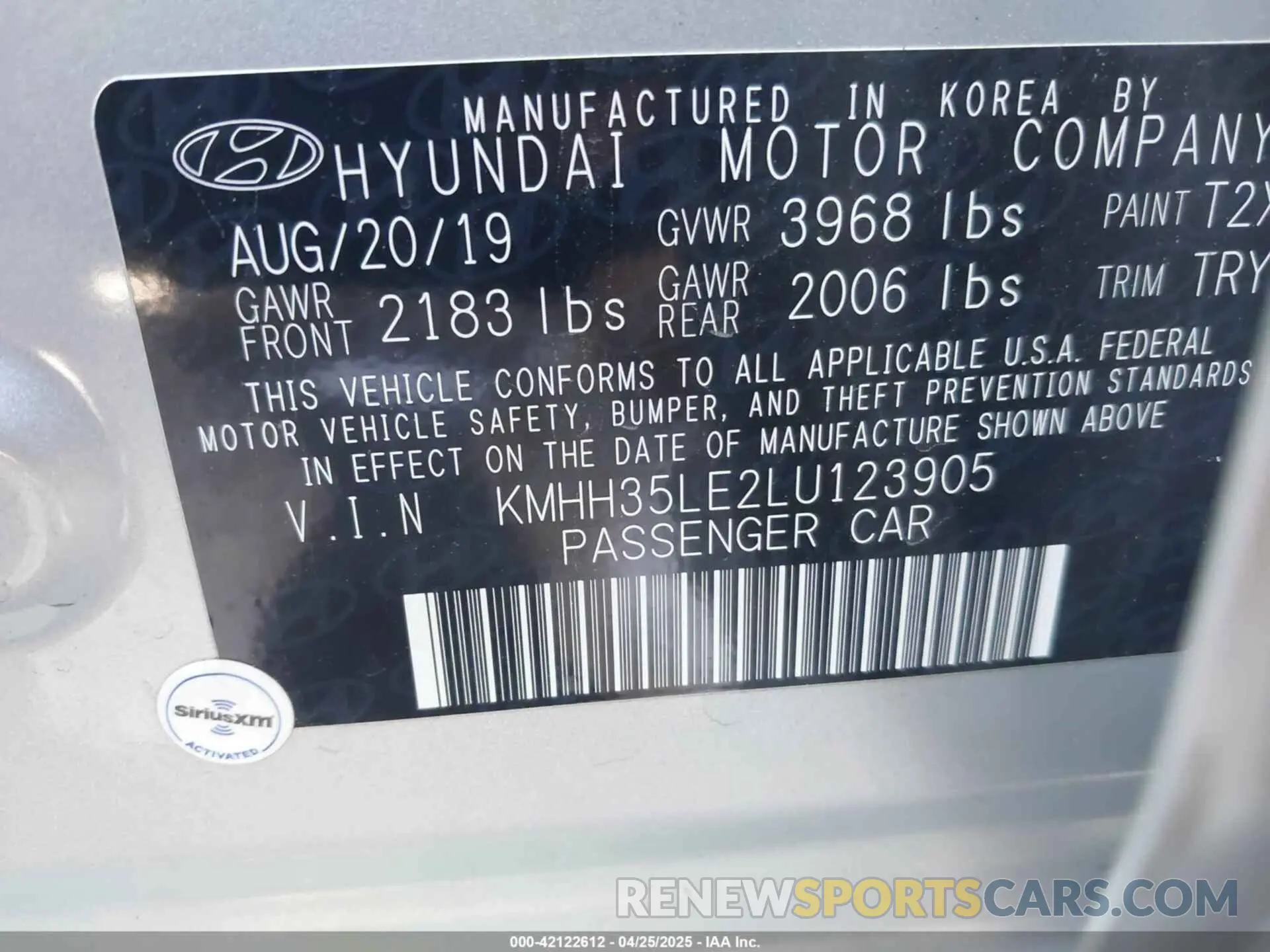 9 Photograph of a damaged car KMHH35LE2LU123905 HYUNDAI ELANTRA GT 2020