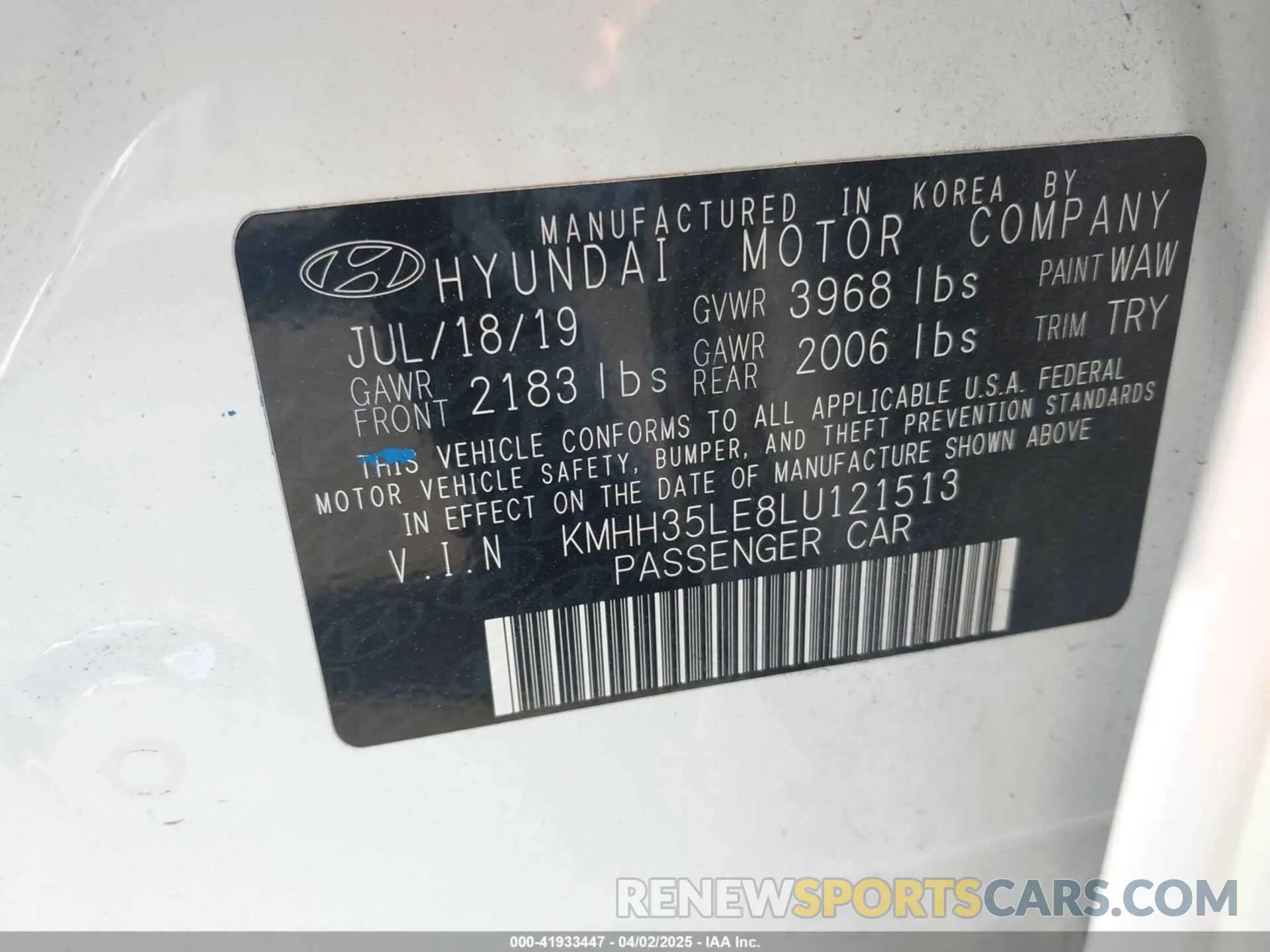 9 Photograph of a damaged car KMHH35LE8LU121513 HYUNDAI ELANTRA GT 2020