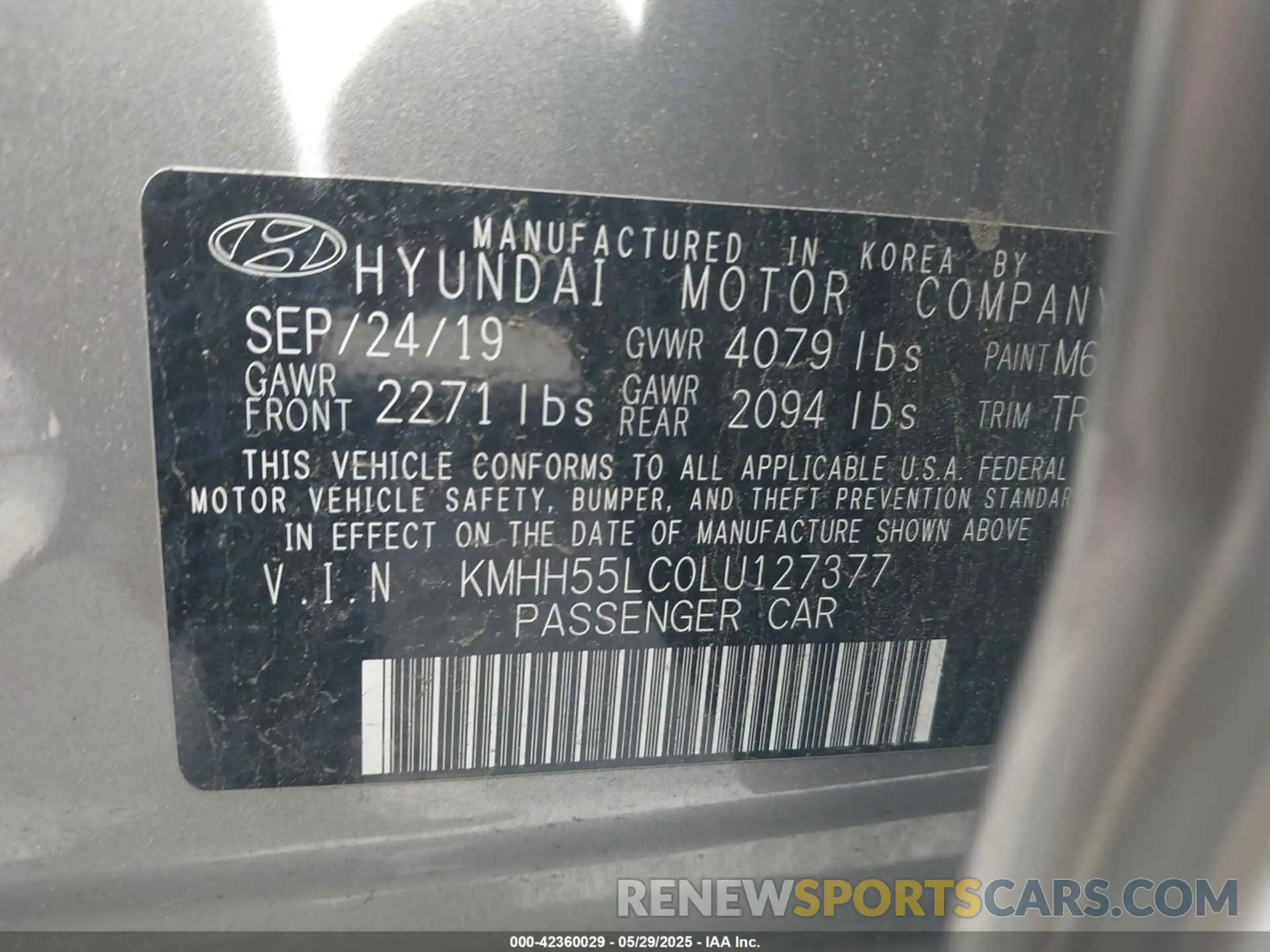 9 Photograph of a damaged car KMHH55LC0LU127377 HYUNDAI ELANTRA GT 2020