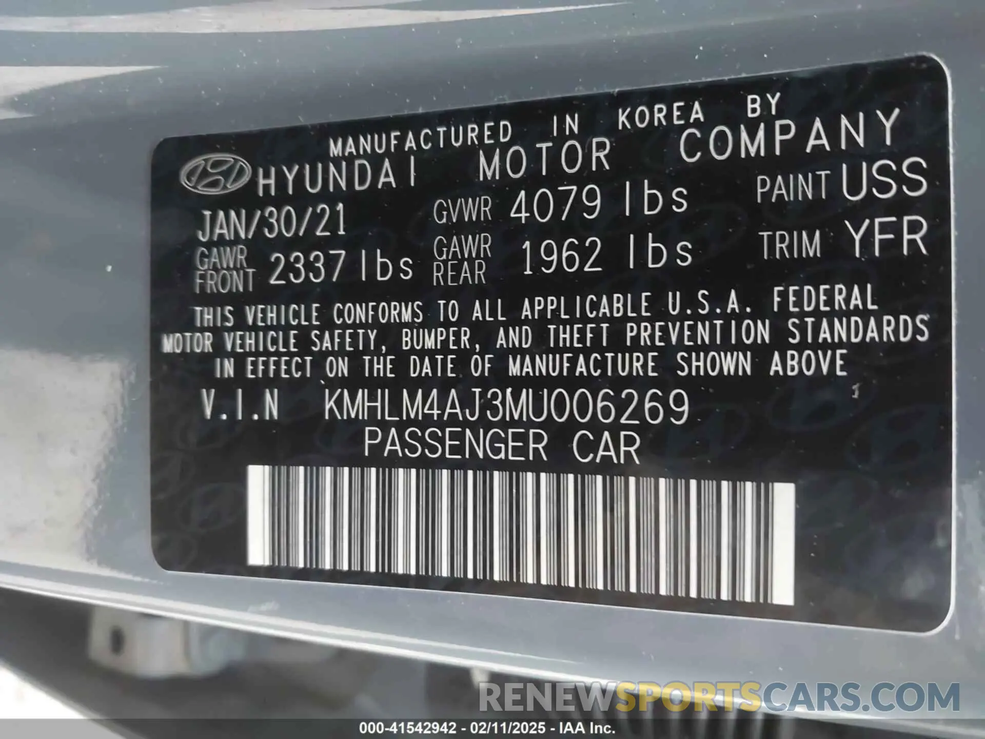 9 Photograph of a damaged car KMHLM4AJ3MU006269 HYUNDAI ELANTRA HYBRID 2021