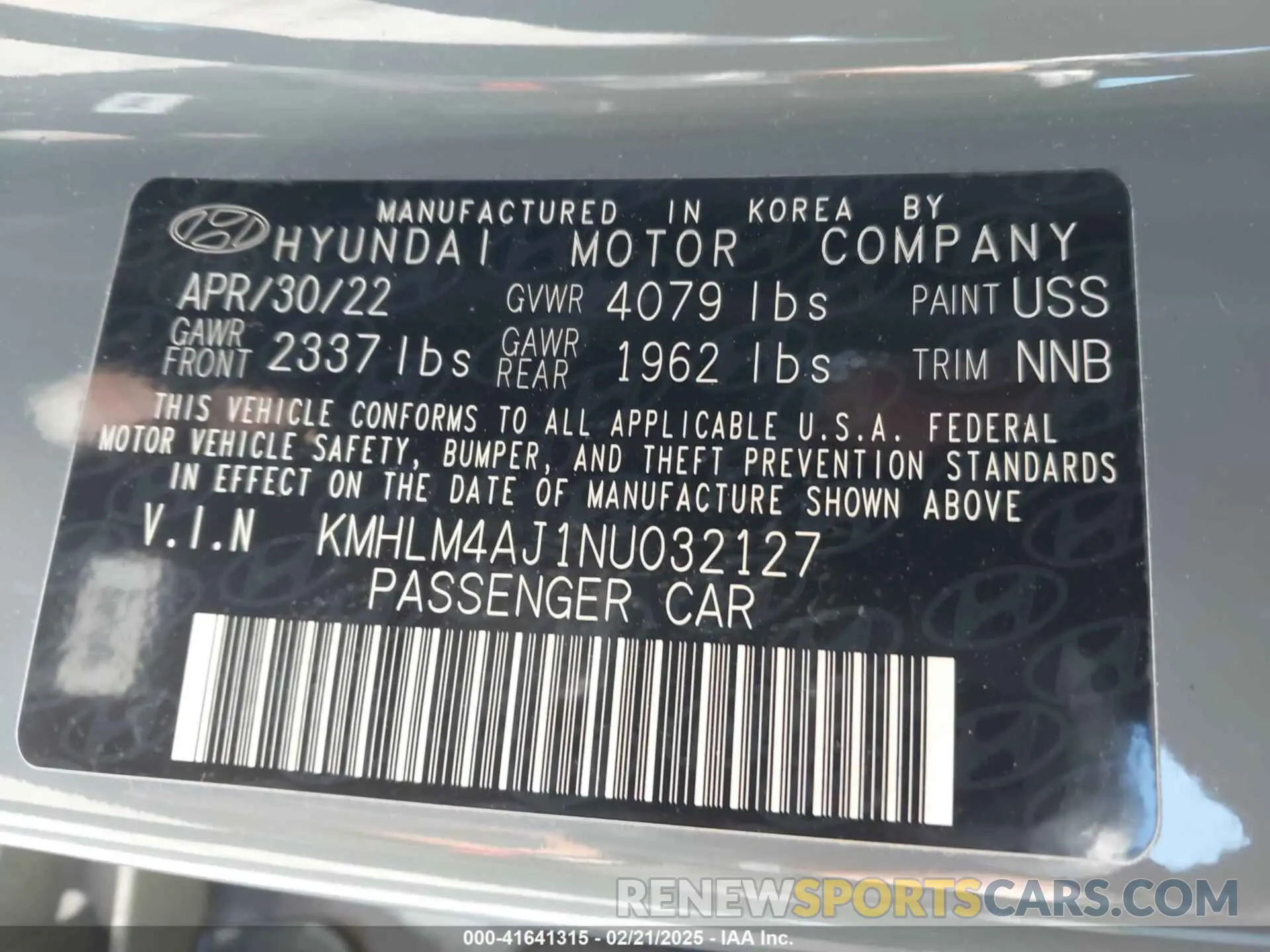 9 Photograph of a damaged car KMHLM4AJ1NU032127 HYUNDAI ELANTRA HYBRID 2022