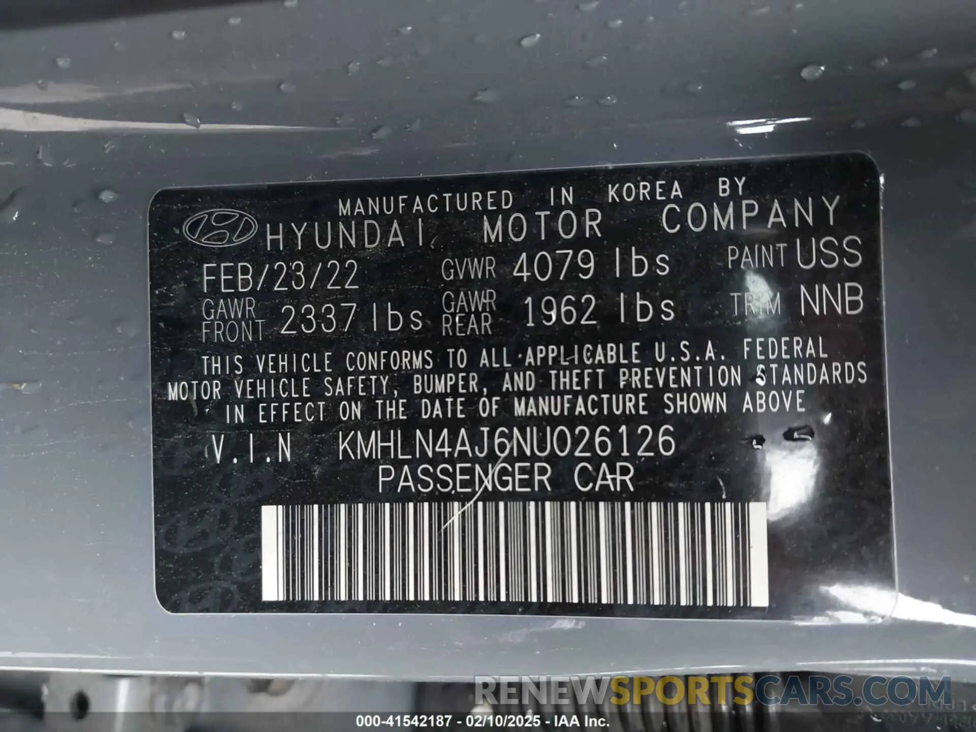 9 Photograph of a damaged car KMHLN4AJ6NU026126 HYUNDAI ELANTRA HYBRID 2022