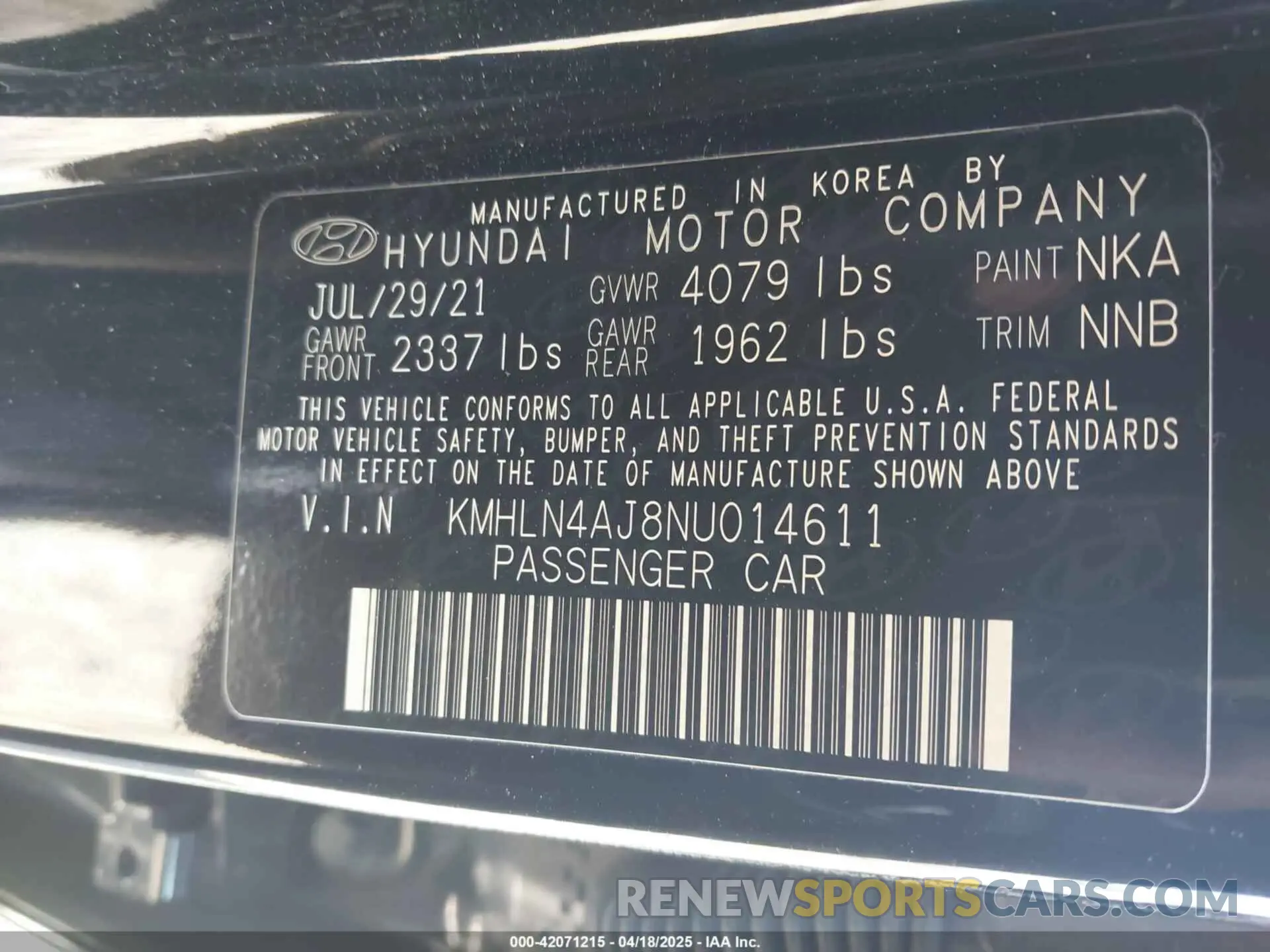 9 Photograph of a damaged car KMHLN4AJ8NU014611 HYUNDAI ELANTRA HYBRID 2022