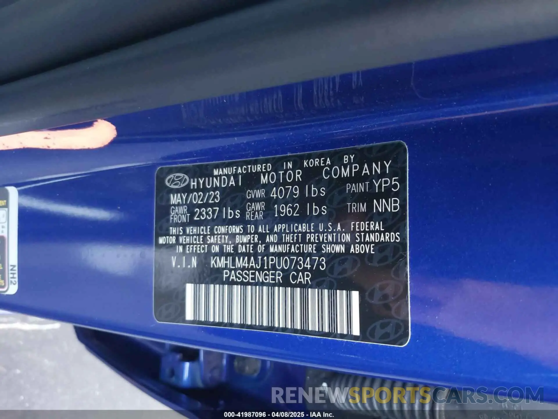 9 Photograph of a damaged car KMHLM4AJ1PU073473 HYUNDAI ELANTRA HYBRID 2023
