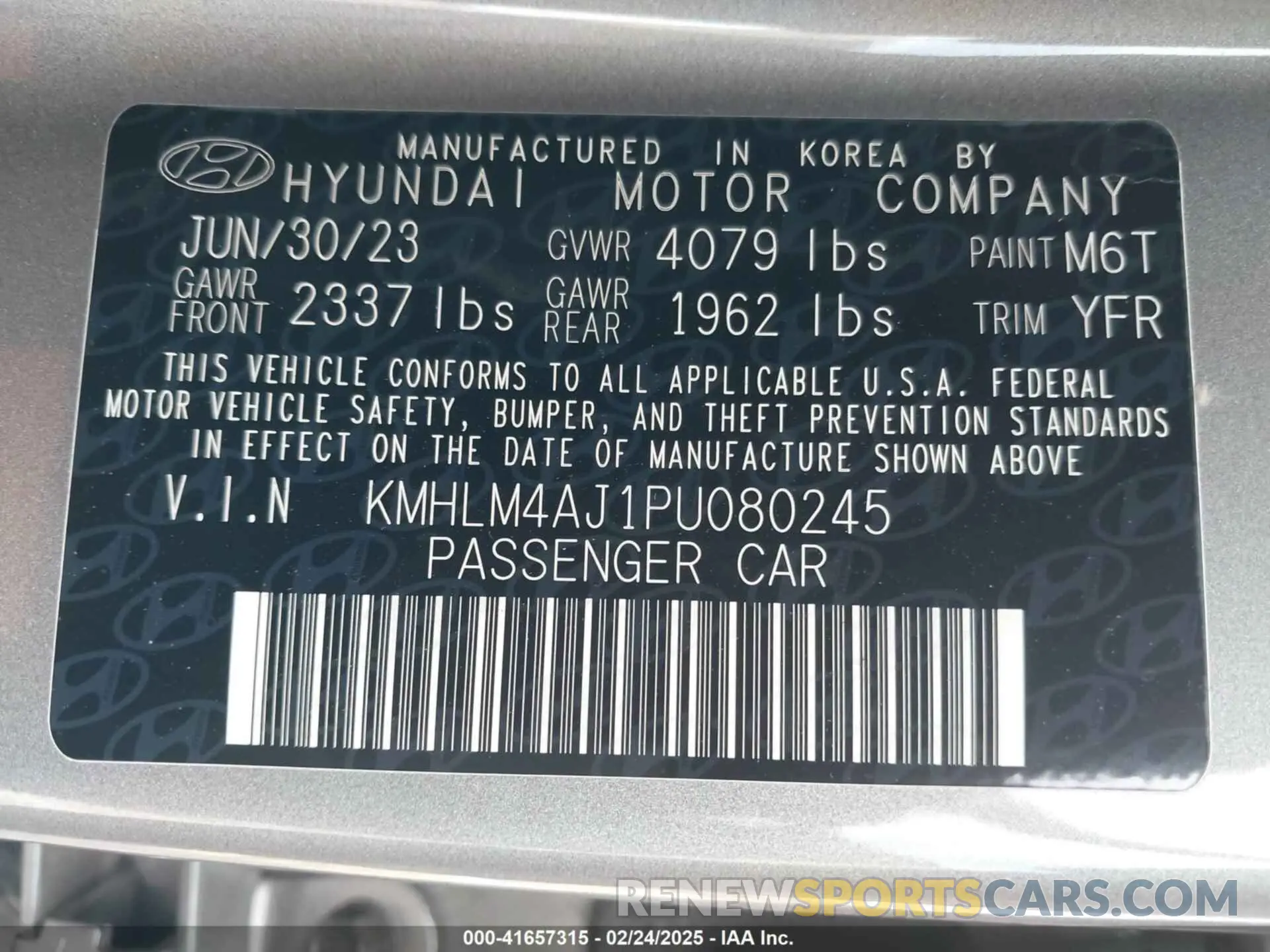 9 Photograph of a damaged car KMHLM4AJ1PU080245 HYUNDAI ELANTRA HYBRID 2023