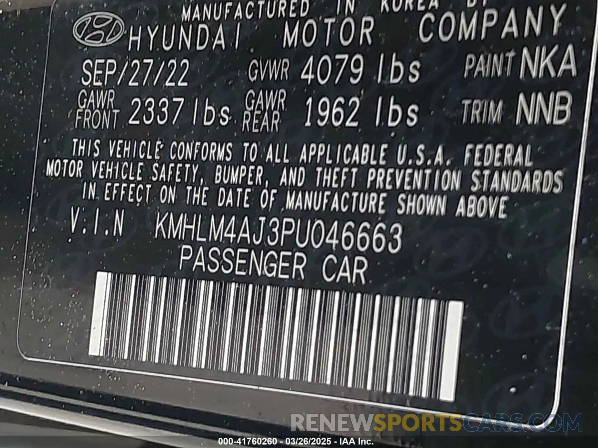 9 Photograph of a damaged car KMHLM4AJ3PU046663 HYUNDAI ELANTRA HYBRID 2023