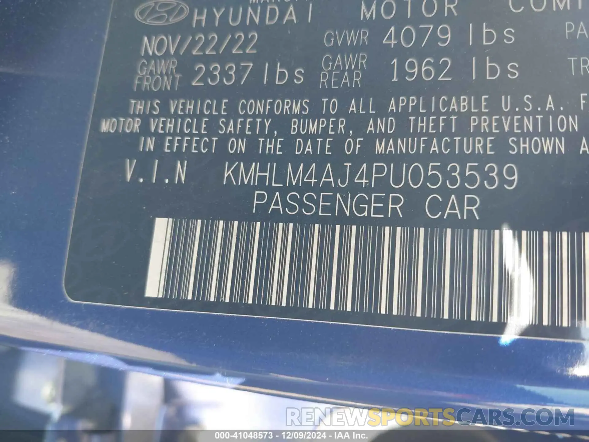 9 Photograph of a damaged car KMHLM4AJ4PU053539 HYUNDAI ELANTRA HYBRID 2023