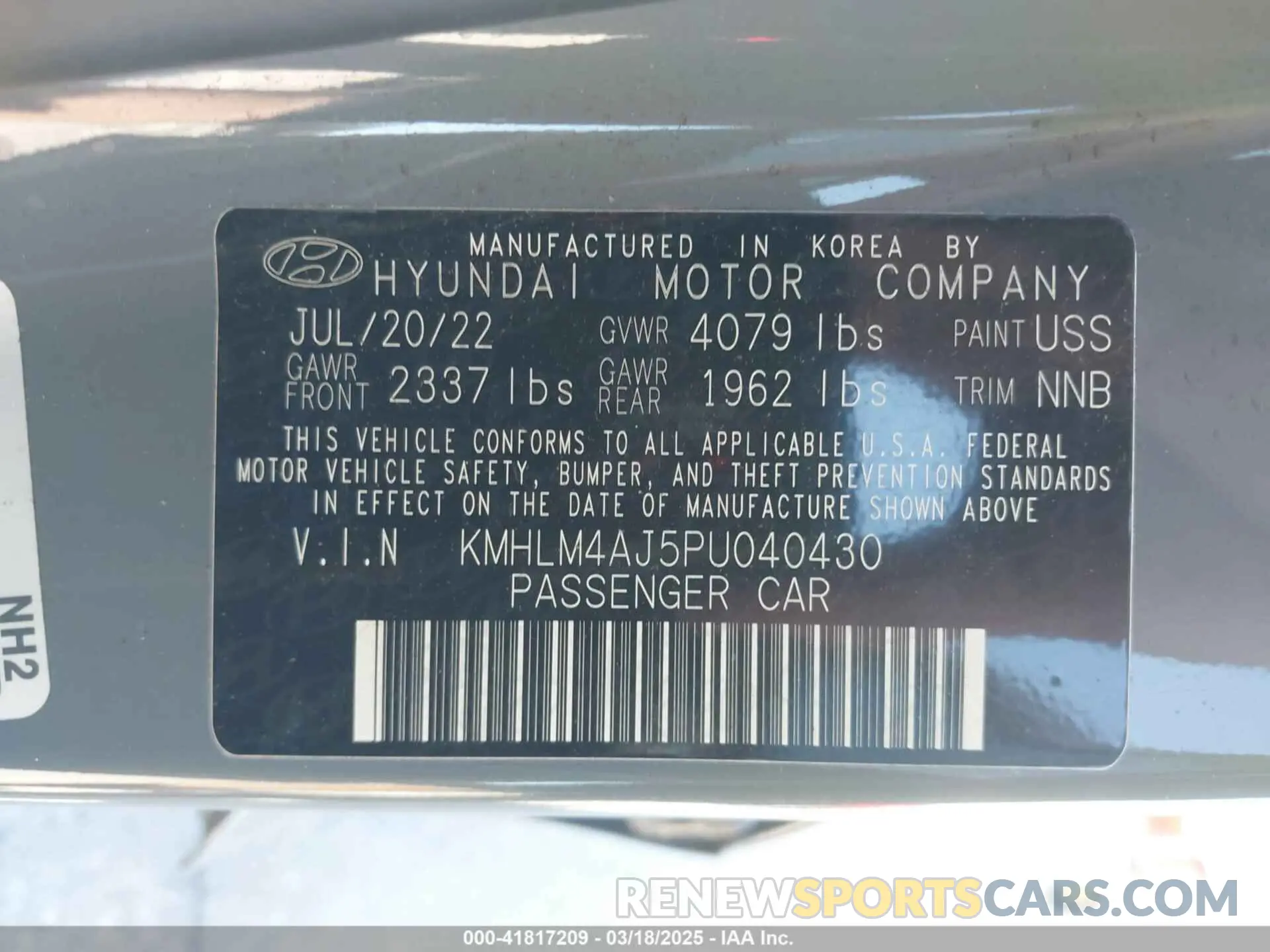 9 Photograph of a damaged car KMHLM4AJ5PU040430 HYUNDAI ELANTRA HYBRID 2023