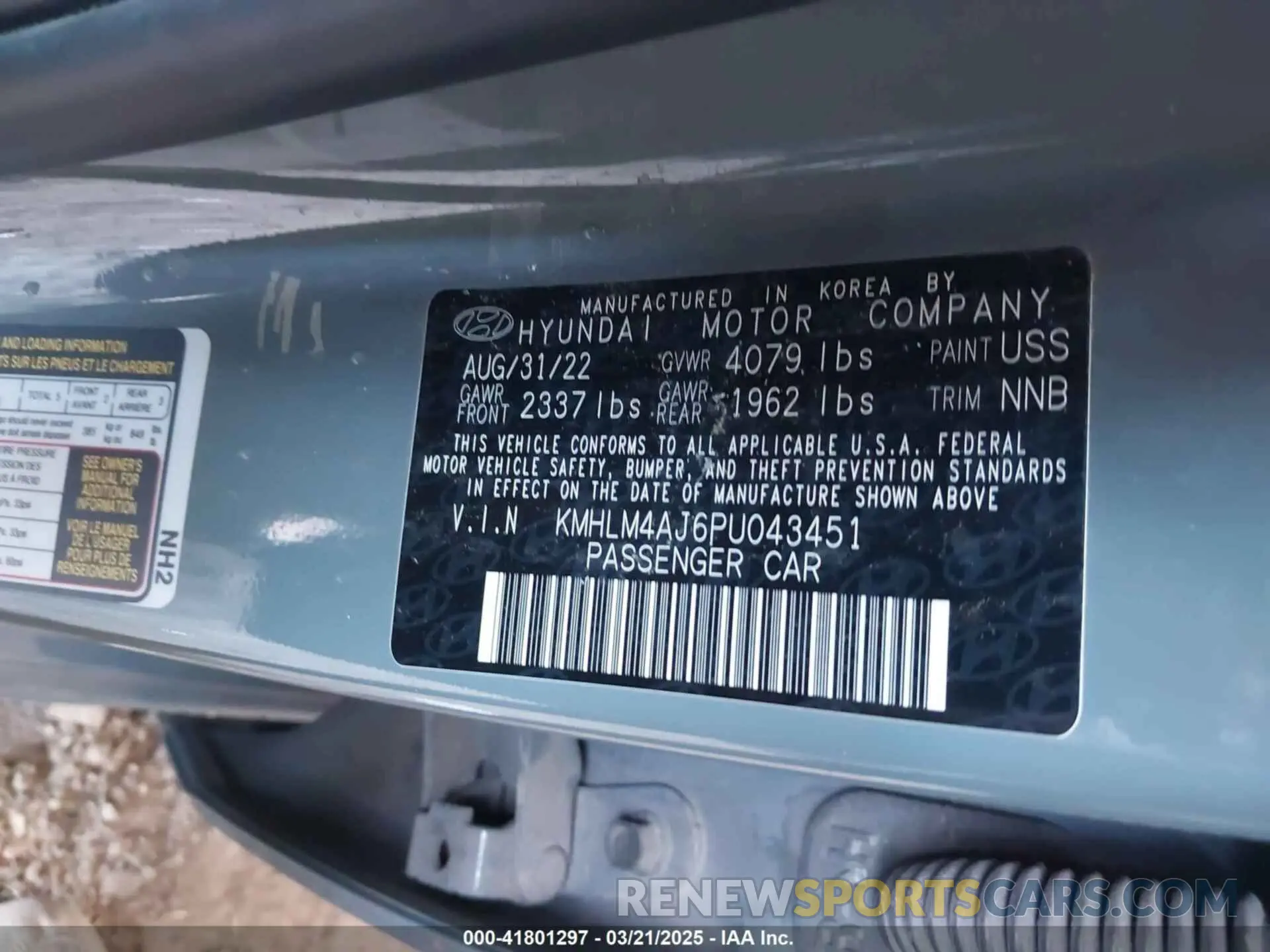 9 Photograph of a damaged car KMHLM4AJ6PU043451 HYUNDAI ELANTRA HYBRID 2023