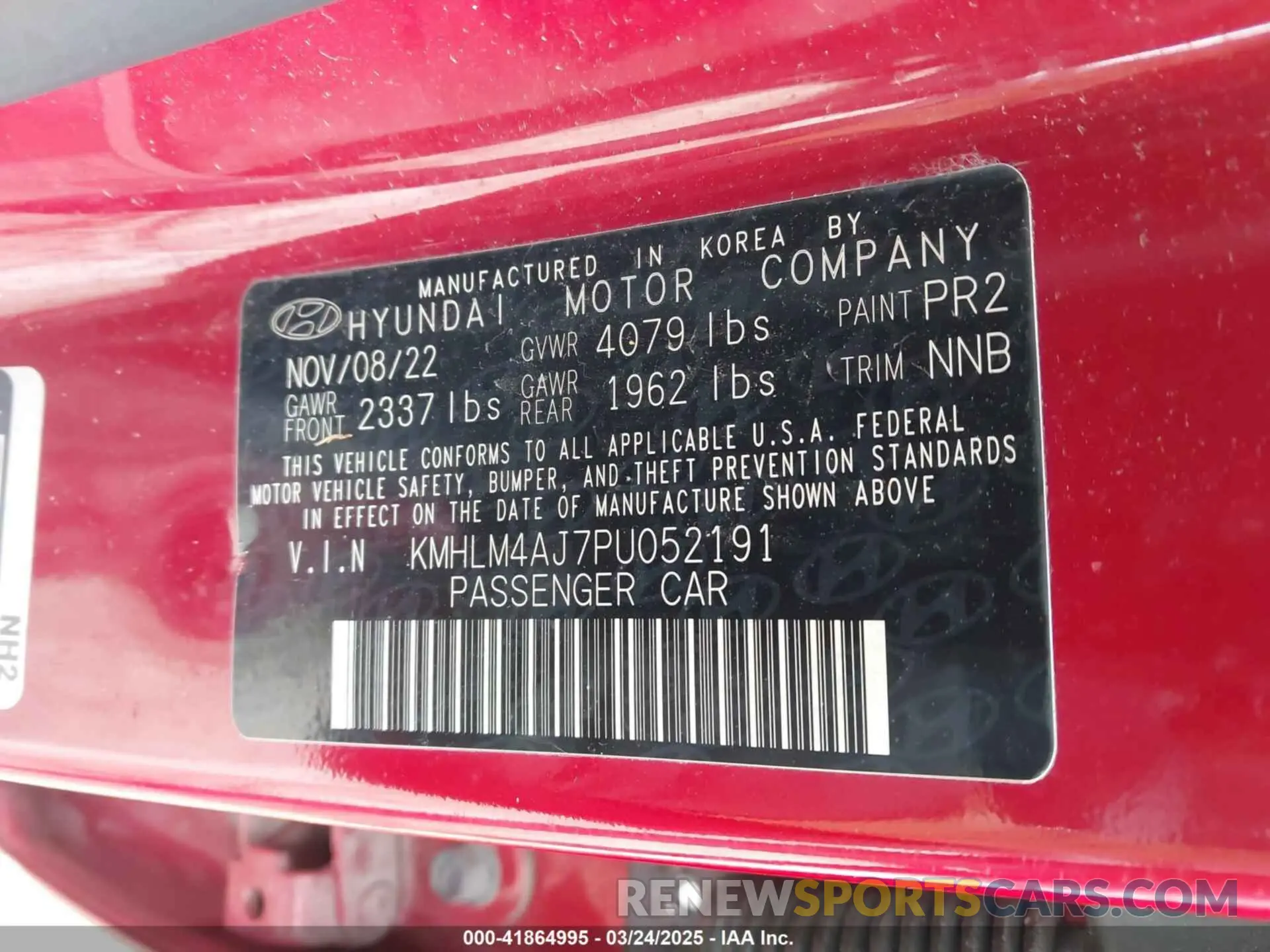 9 Photograph of a damaged car KMHLM4AJ7PU052191 HYUNDAI ELANTRA HYBRID 2023