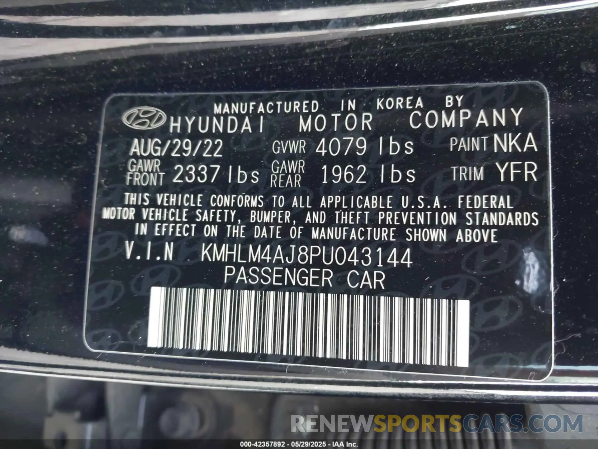 9 Photograph of a damaged car KMHLM4AJ8PU043144 HYUNDAI ELANTRA HYBRID 2023