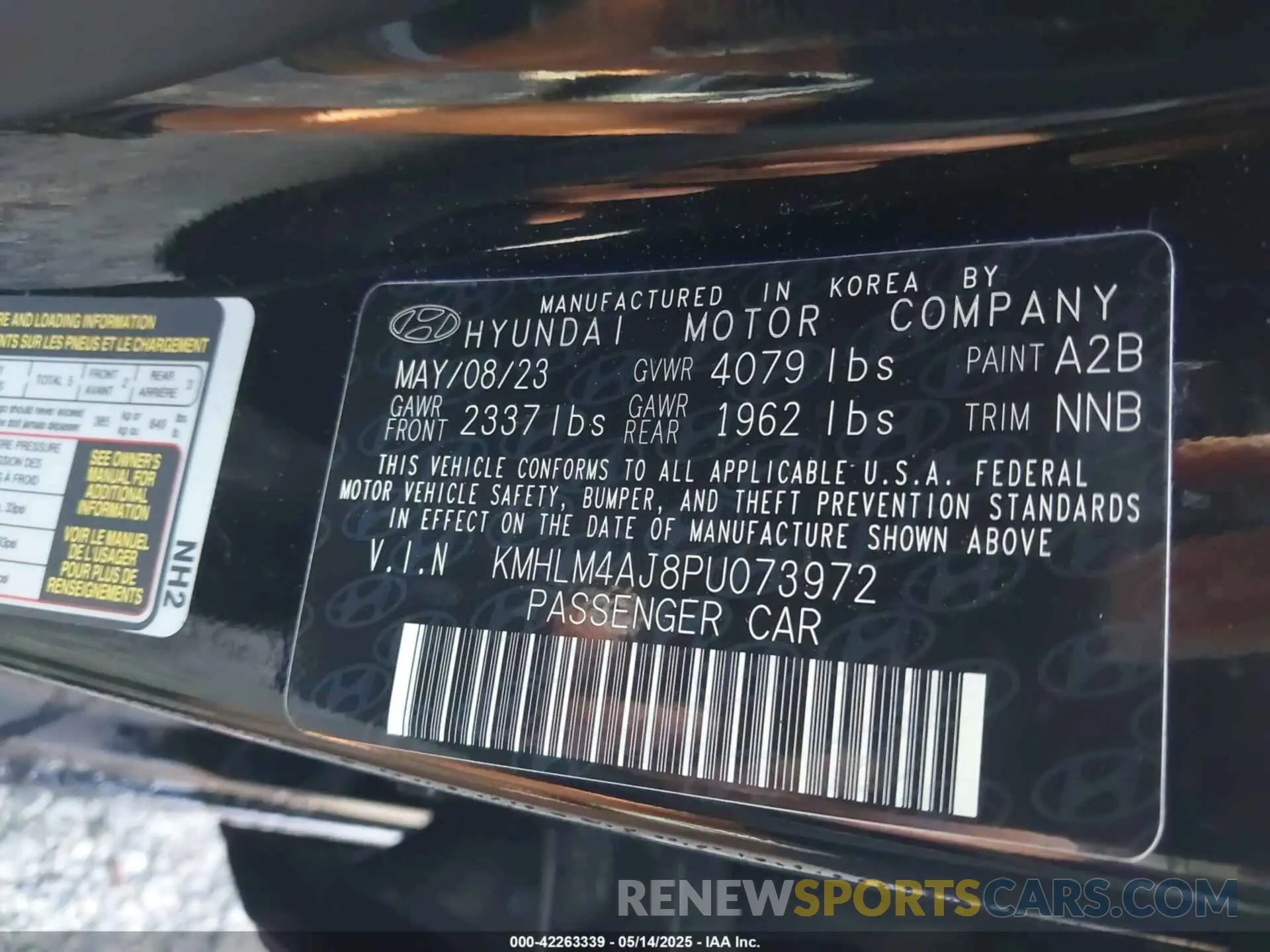 9 Photograph of a damaged car KMHLM4AJ8PU073972 HYUNDAI ELANTRA HYBRID 2023