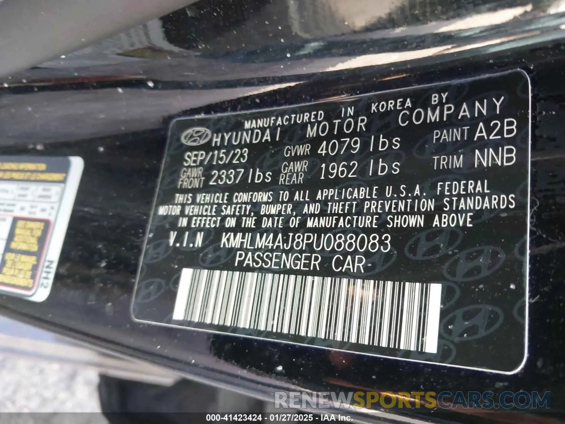 9 Photograph of a damaged car KMHLM4AJ8PU088083 HYUNDAI ELANTRA HYBRID 2023