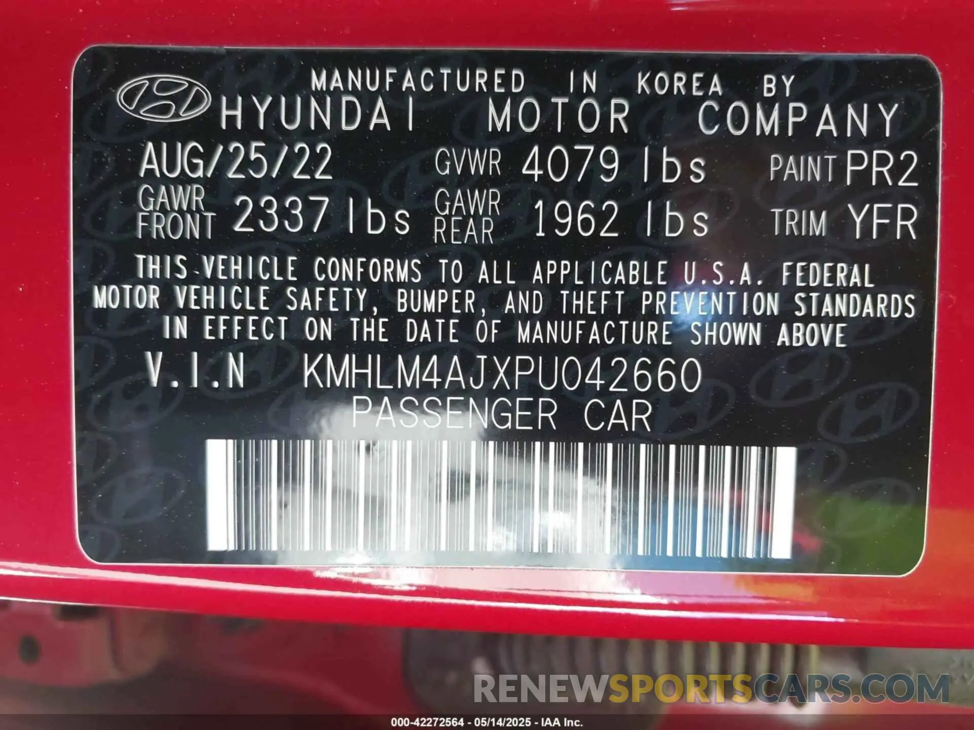 9 Photograph of a damaged car KMHLM4AJXPU042660 HYUNDAI ELANTRA HYBRID 2023