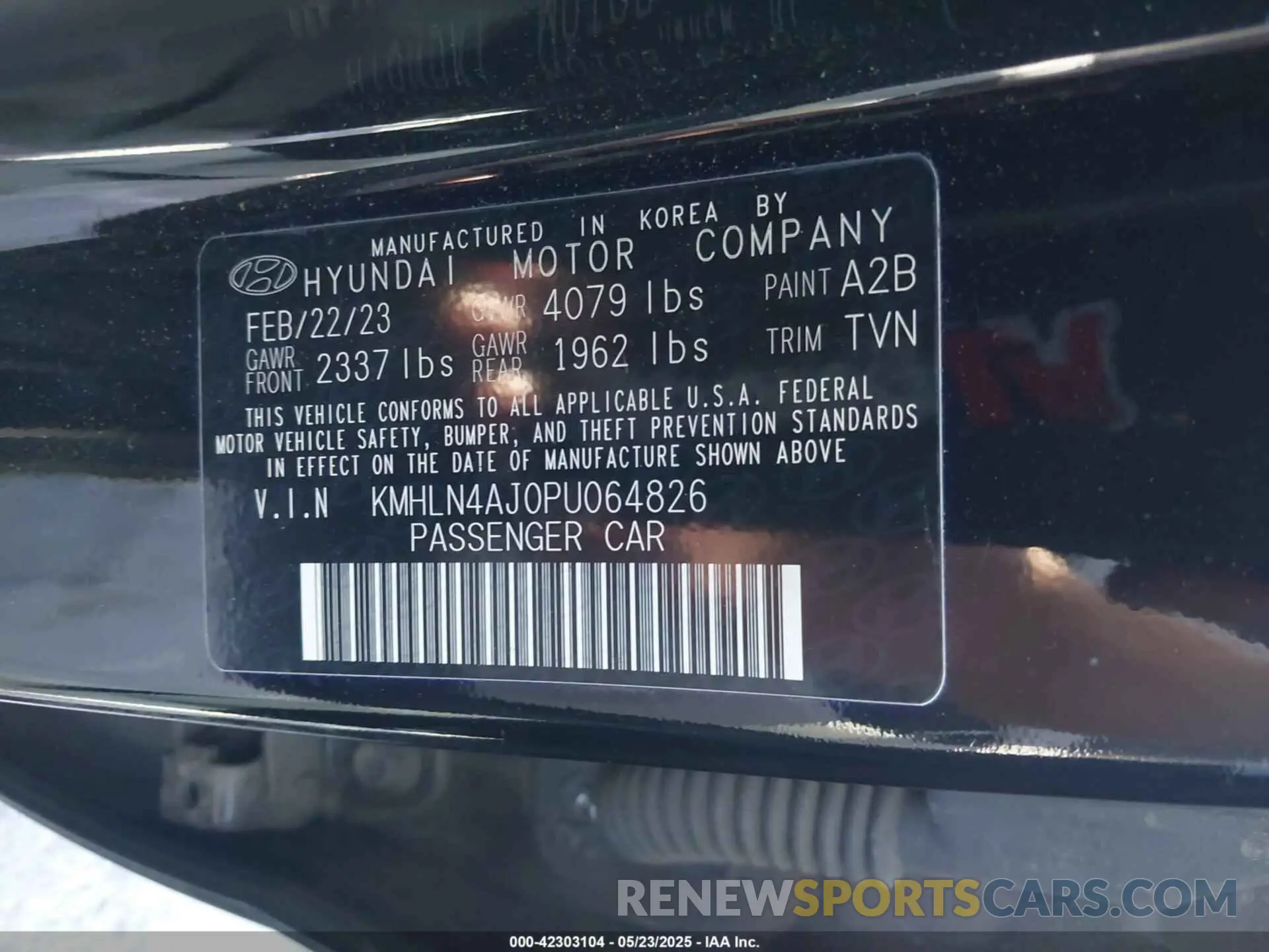 9 Photograph of a damaged car KMHLN4AJ0PU064826 HYUNDAI ELANTRA HYBRID 2023