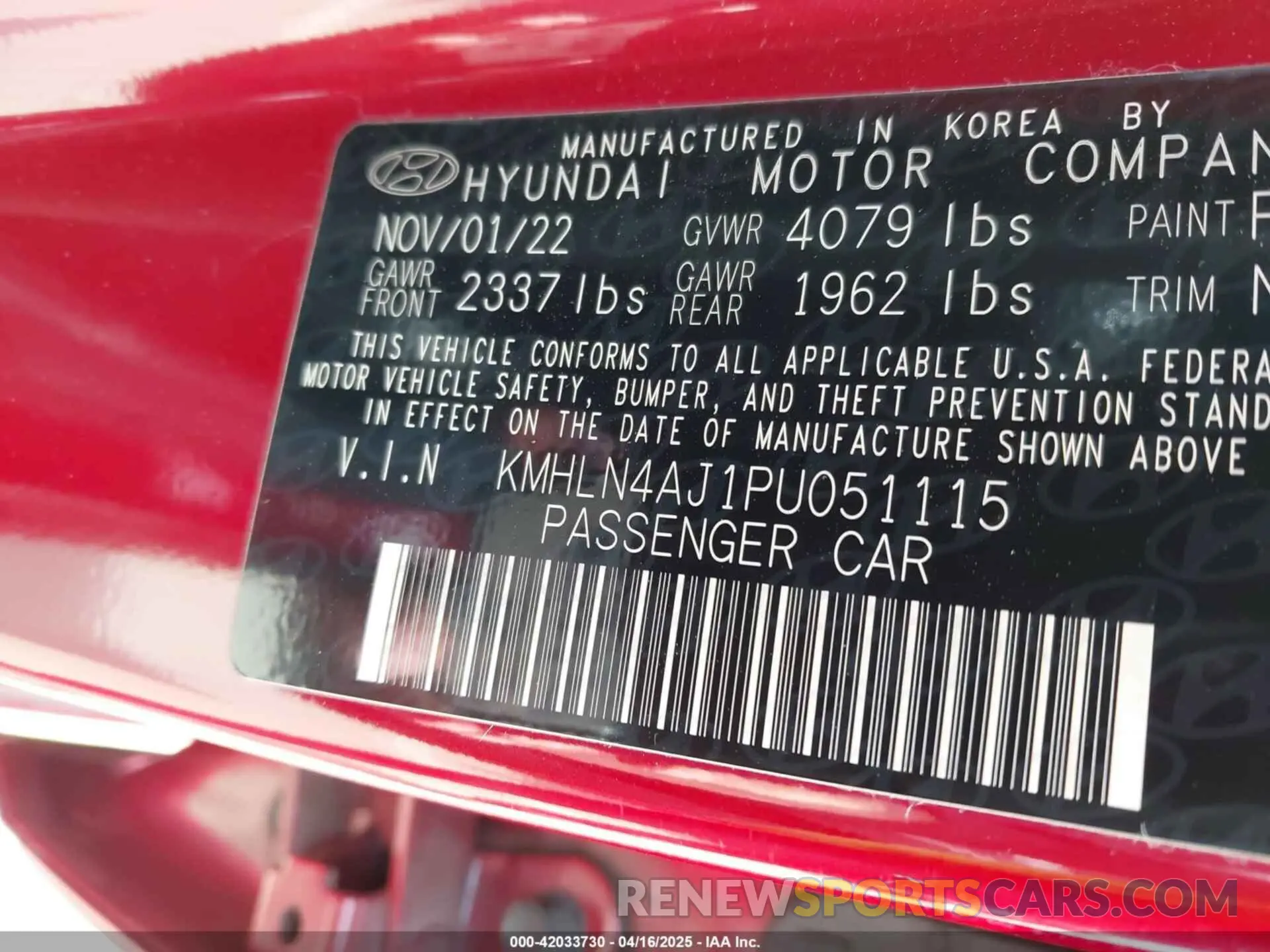 9 Photograph of a damaged car KMHLN4AJ1PU051115 HYUNDAI ELANTRA HYBRID 2023