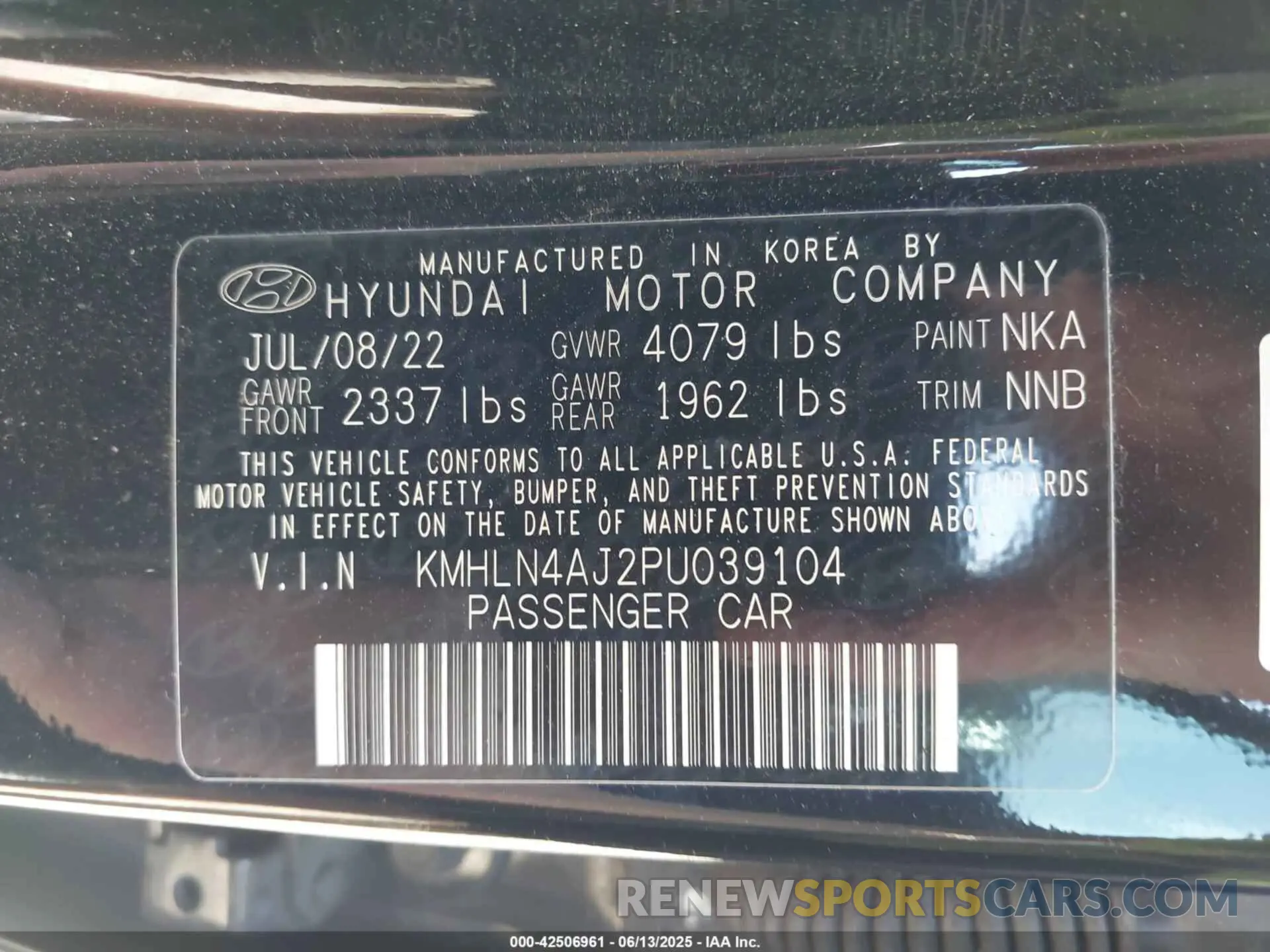 9 Photograph of a damaged car KMHLN4AJ2PU039104 HYUNDAI ELANTRA HYBRID 2023