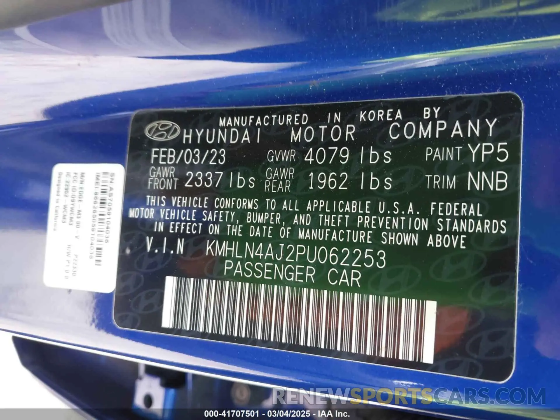 9 Photograph of a damaged car KMHLN4AJ2PU062253 HYUNDAI ELANTRA HYBRID 2023