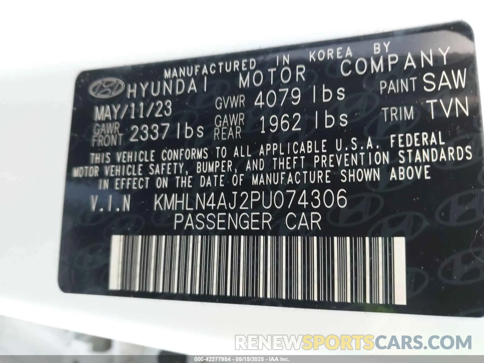 9 Photograph of a damaged car KMHLN4AJ2PU074306 HYUNDAI ELANTRA HYBRID 2023
