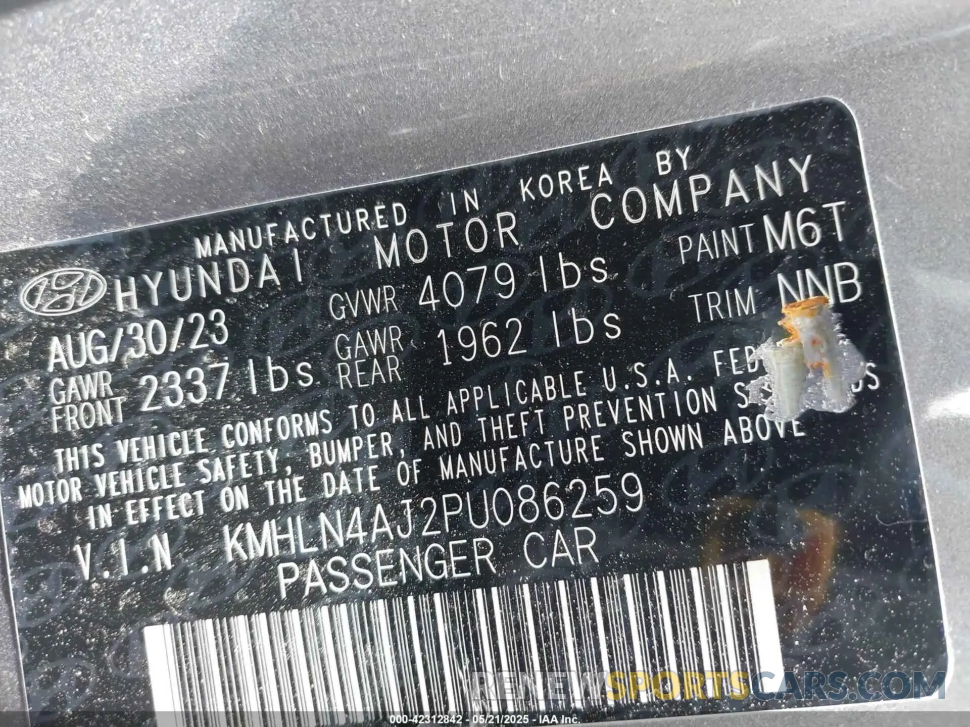 9 Photograph of a damaged car KMHLN4AJ2PU086259 HYUNDAI ELANTRA HYBRID 2023