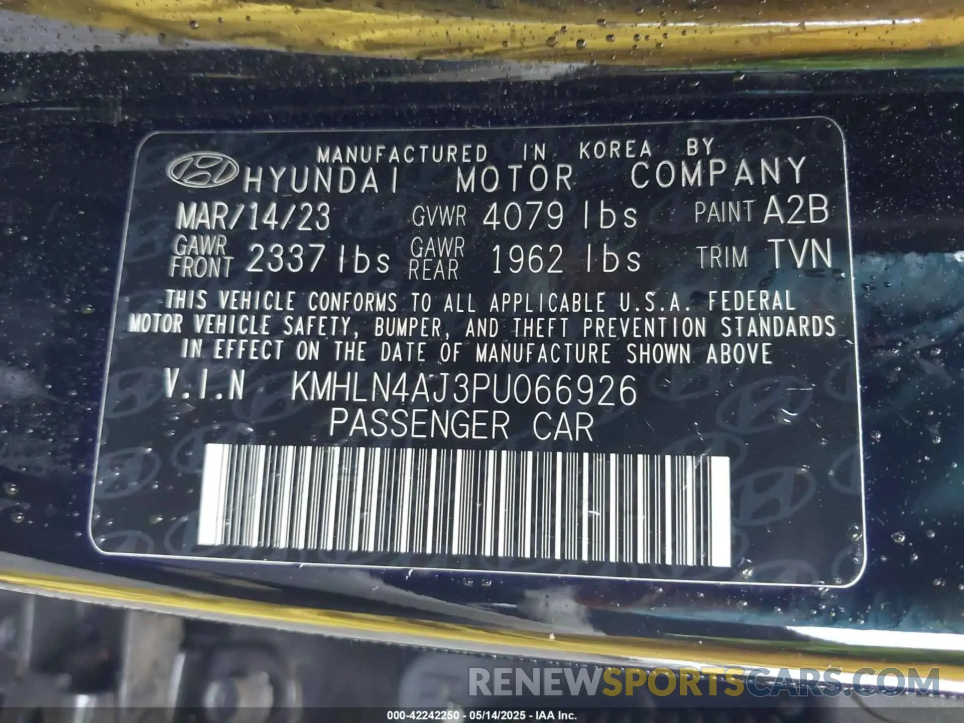 9 Photograph of a damaged car KMHLN4AJ3PU066926 HYUNDAI ELANTRA HYBRID 2023