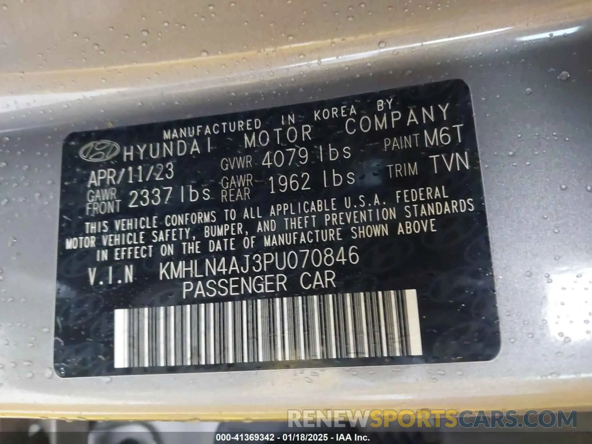 9 Photograph of a damaged car KMHLN4AJ3PU070846 HYUNDAI ELANTRA HYBRID 2023