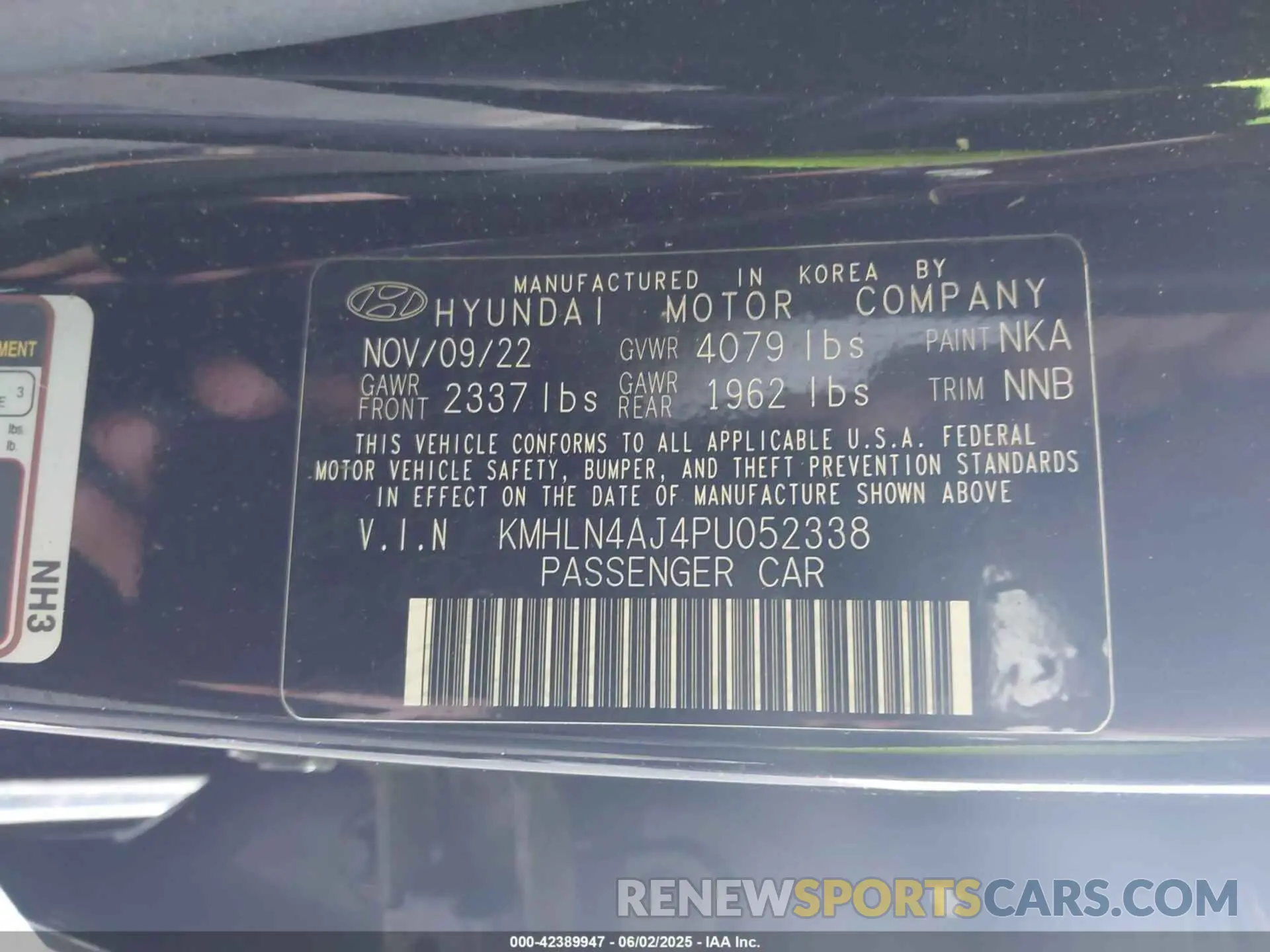 9 Photograph of a damaged car KMHLN4AJ4PU052338 HYUNDAI ELANTRA HYBRID 2023