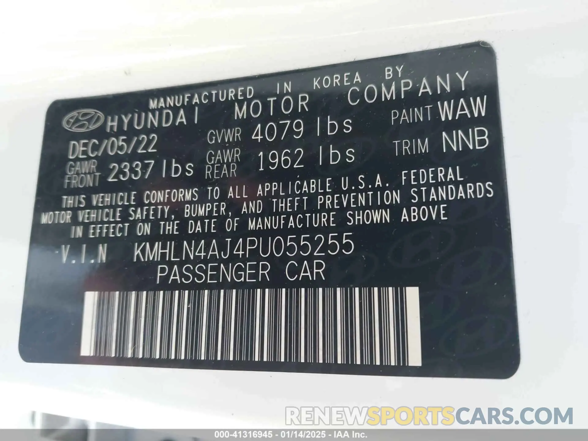 9 Photograph of a damaged car KMHLN4AJ4PU055255 HYUNDAI ELANTRA HYBRID 2023