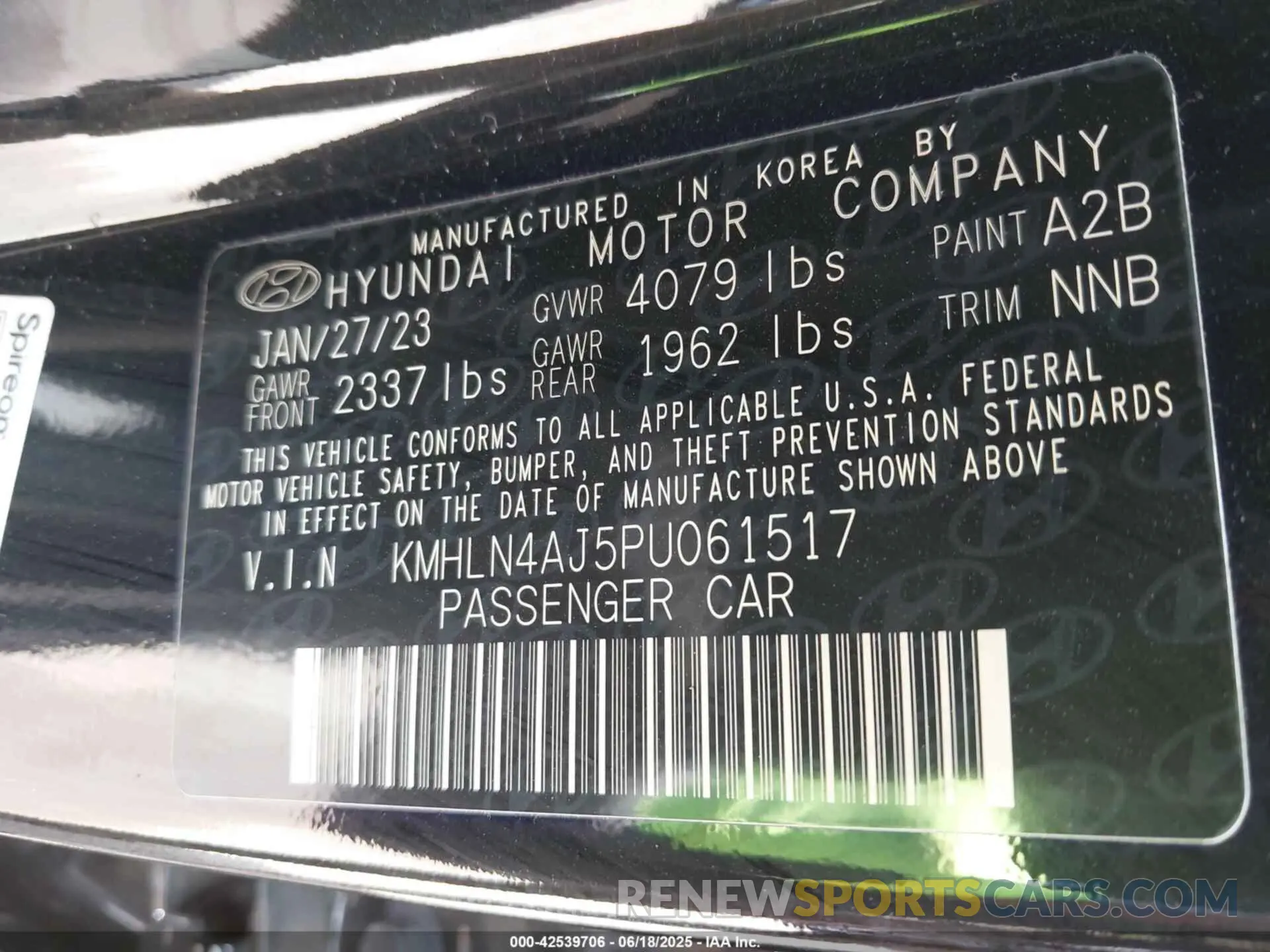 9 Photograph of a damaged car KMHLN4AJ5PU061517 HYUNDAI ELANTRA HYBRID 2023