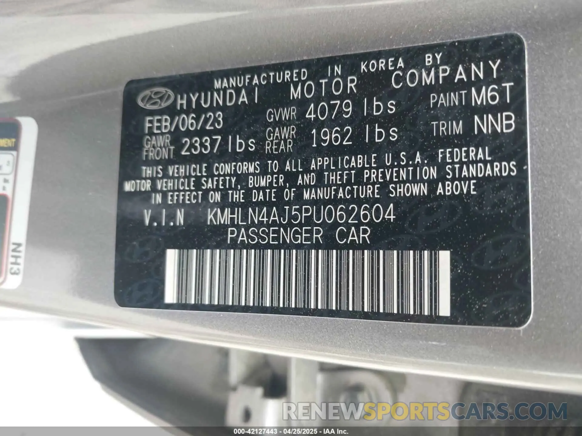 9 Photograph of a damaged car KMHLN4AJ5PU062604 HYUNDAI ELANTRA HYBRID 2023