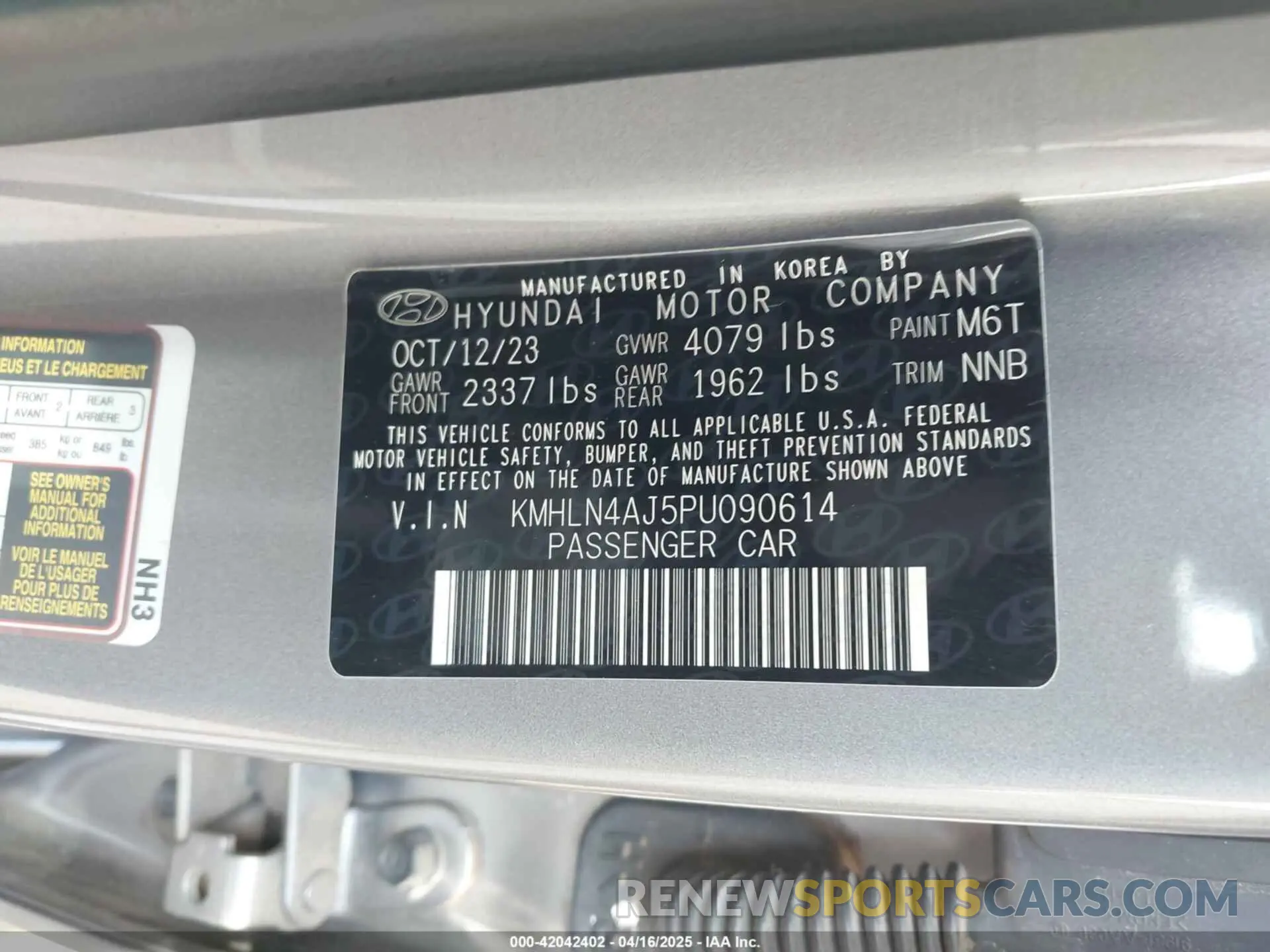 9 Photograph of a damaged car KMHLN4AJ5PU090614 HYUNDAI ELANTRA HYBRID 2023