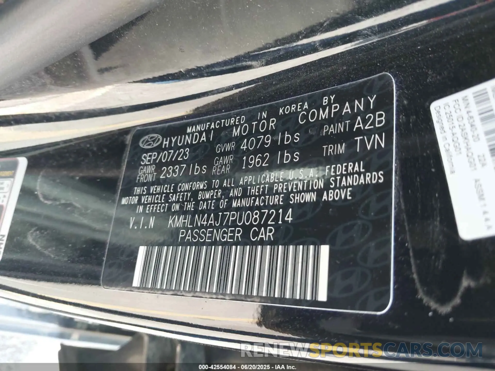 9 Photograph of a damaged car KMHLN4AJ7PU087214 HYUNDAI ELANTRA HYBRID 2023