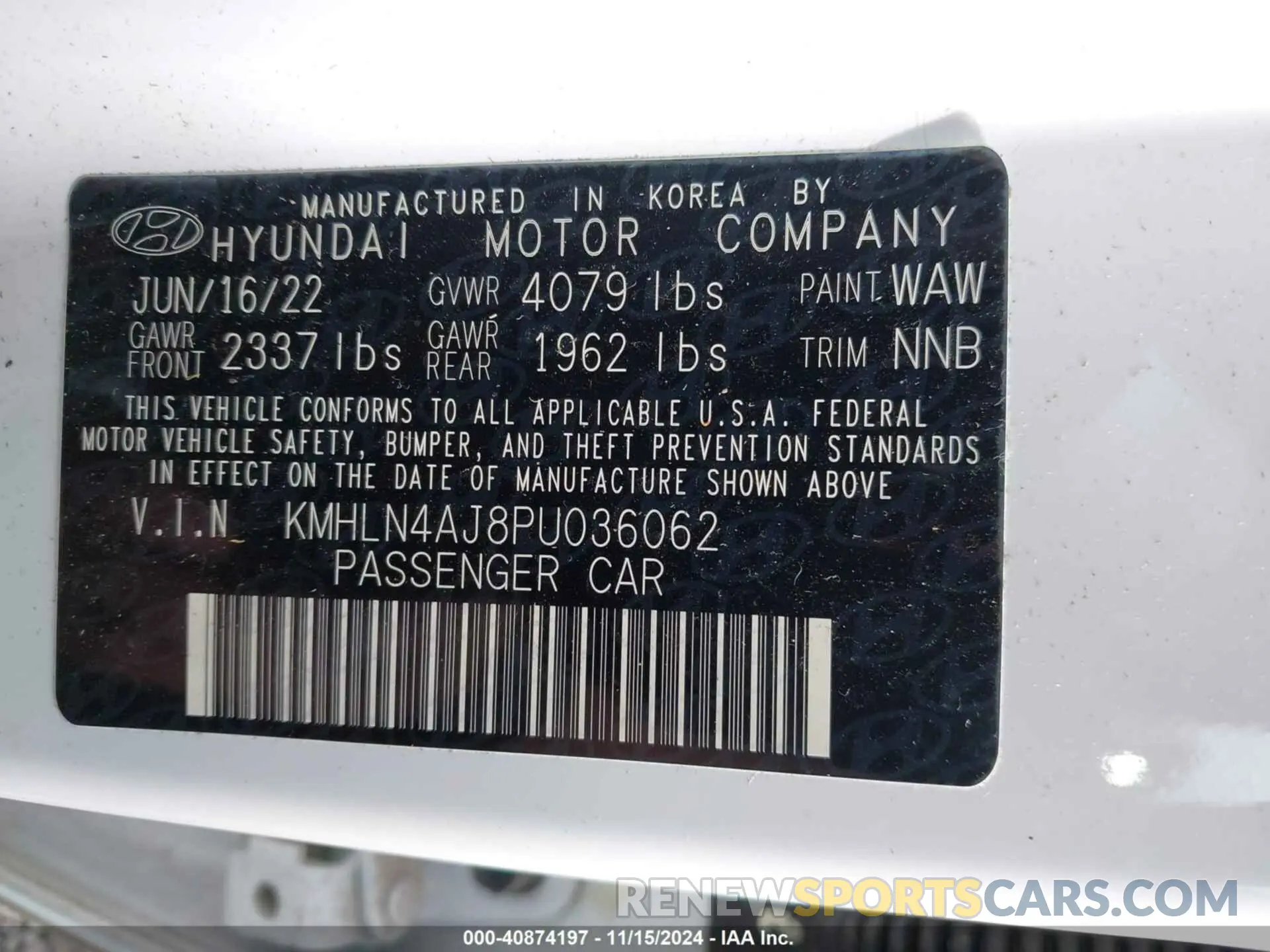9 Photograph of a damaged car KMHLN4AJ8PU036062 HYUNDAI ELANTRA HYBRID 2023