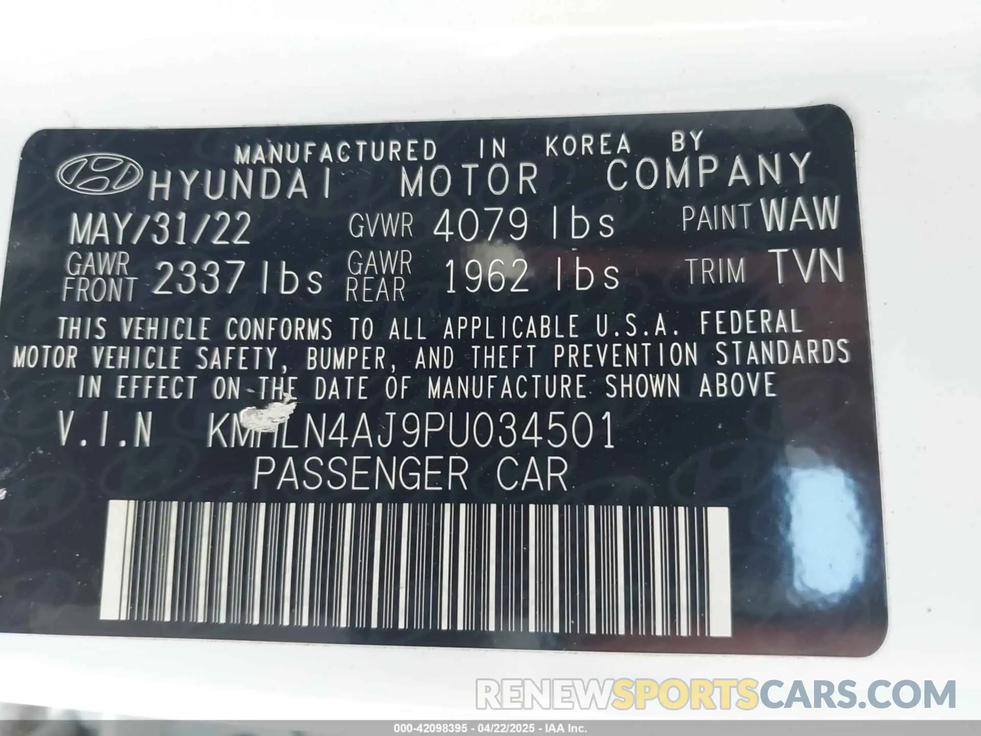 9 Photograph of a damaged car KMHLN4AJ9PU034501 HYUNDAI ELANTRA HYBRID 2023