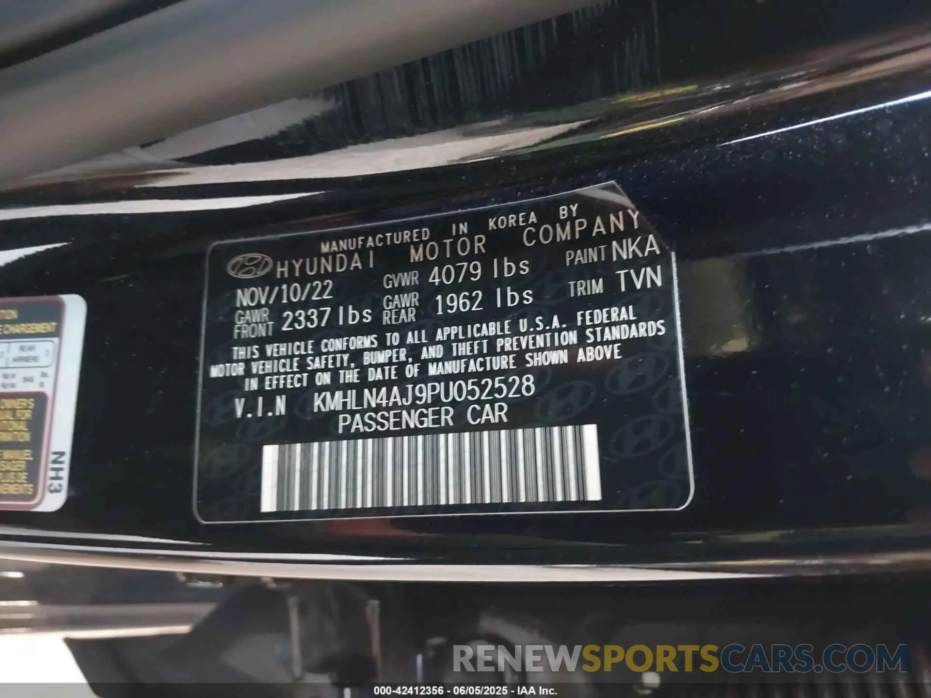 9 Photograph of a damaged car KMHLN4AJ9PU052528 HYUNDAI ELANTRA HYBRID 2023