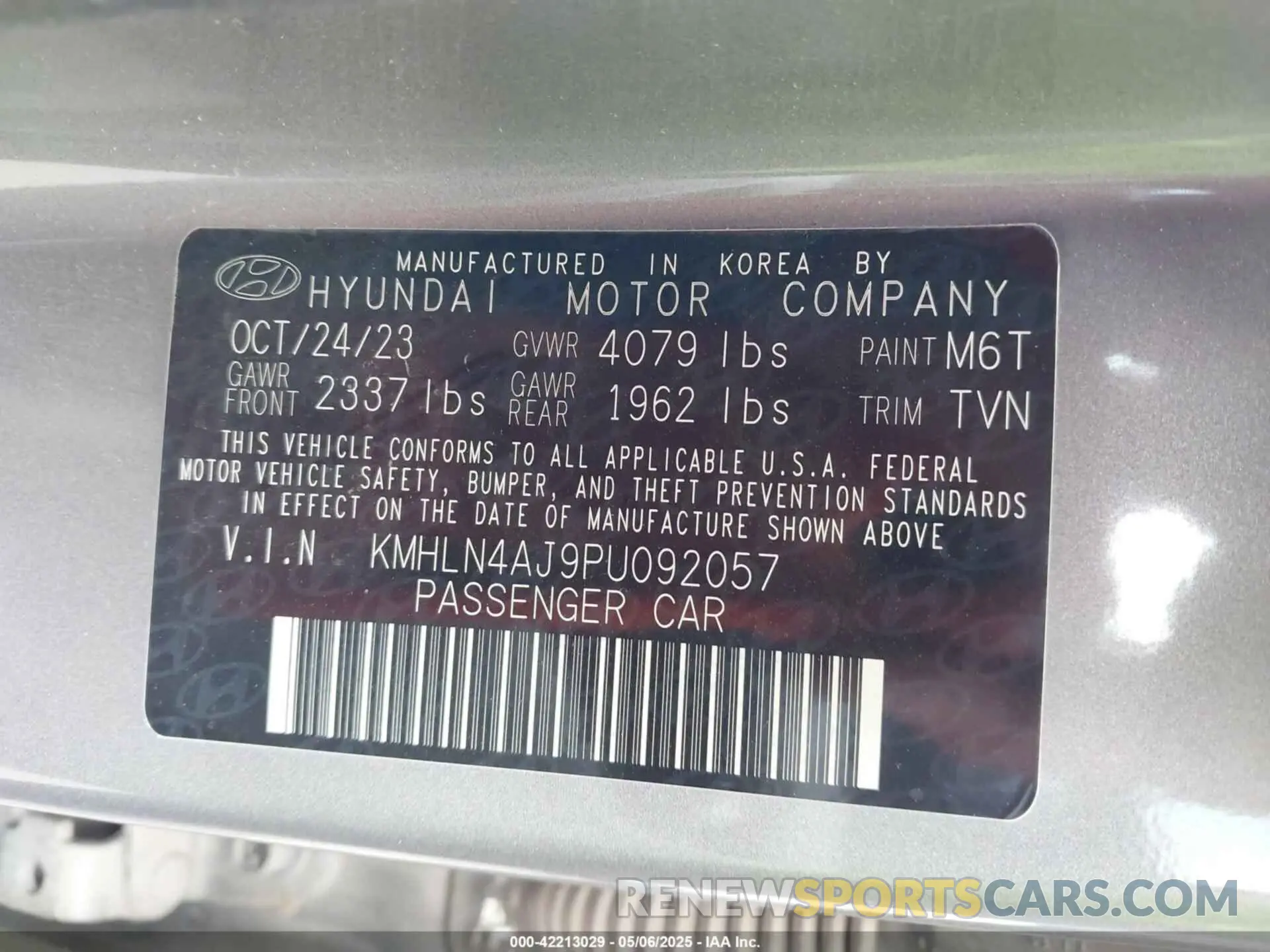 9 Photograph of a damaged car KMHLN4AJ9PU092057 HYUNDAI ELANTRA HYBRID 2023