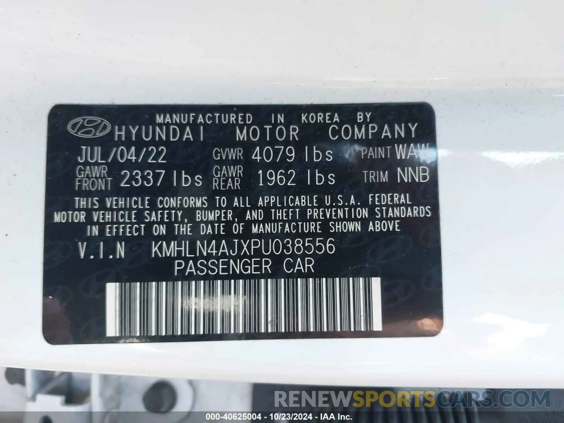9 Photograph of a damaged car KMHLN4AJXPU038556 HYUNDAI ELANTRA HYBRID 2023