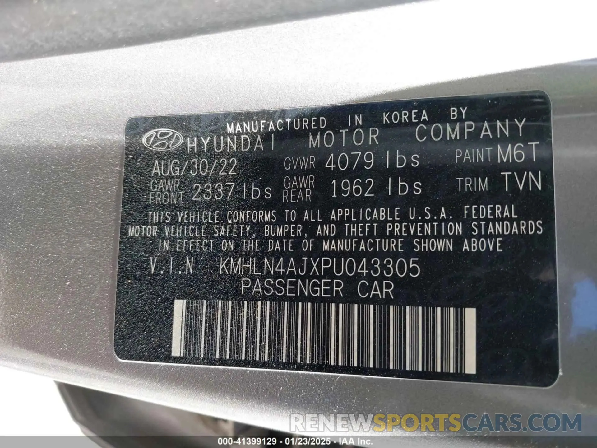 9 Photograph of a damaged car KMHLN4AJXPU043305 HYUNDAI ELANTRA HYBRID 2023