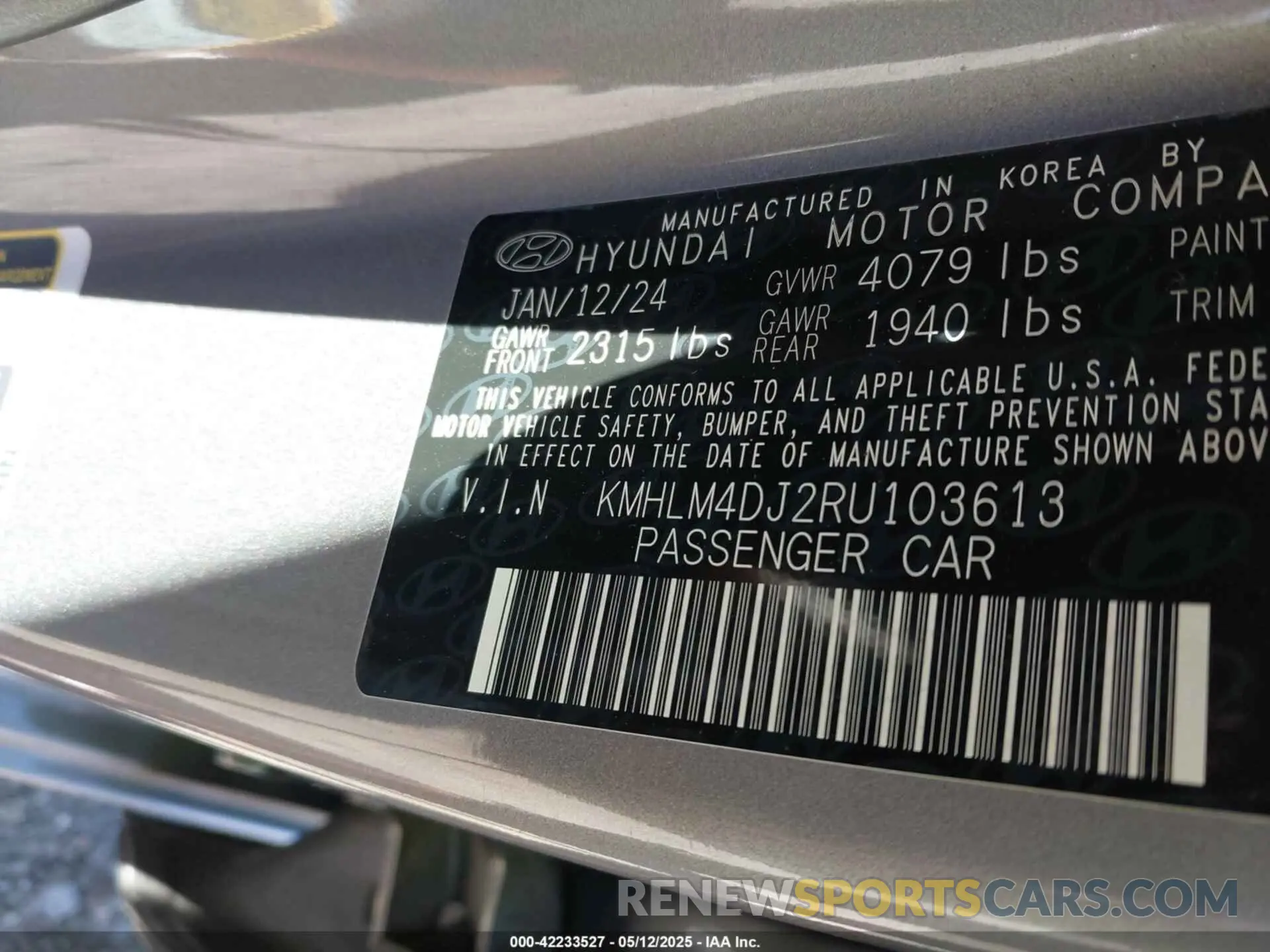 9 Photograph of a damaged car KMHLM4DJ2RU103613 HYUNDAI ELANTRA HYBRID 2024