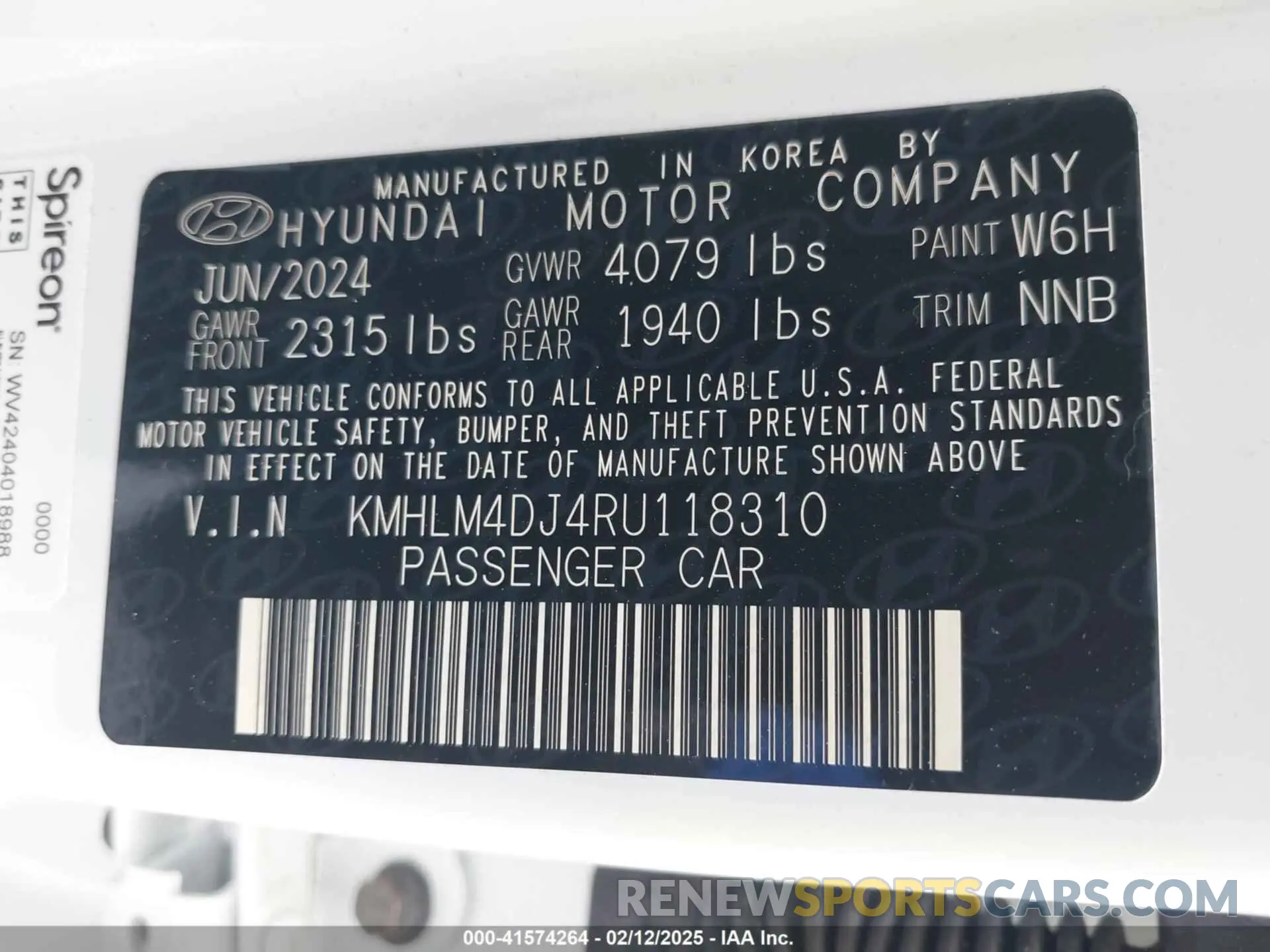 9 Photograph of a damaged car KMHLM4DJ4RU118310 HYUNDAI ELANTRA HYBRID 2024