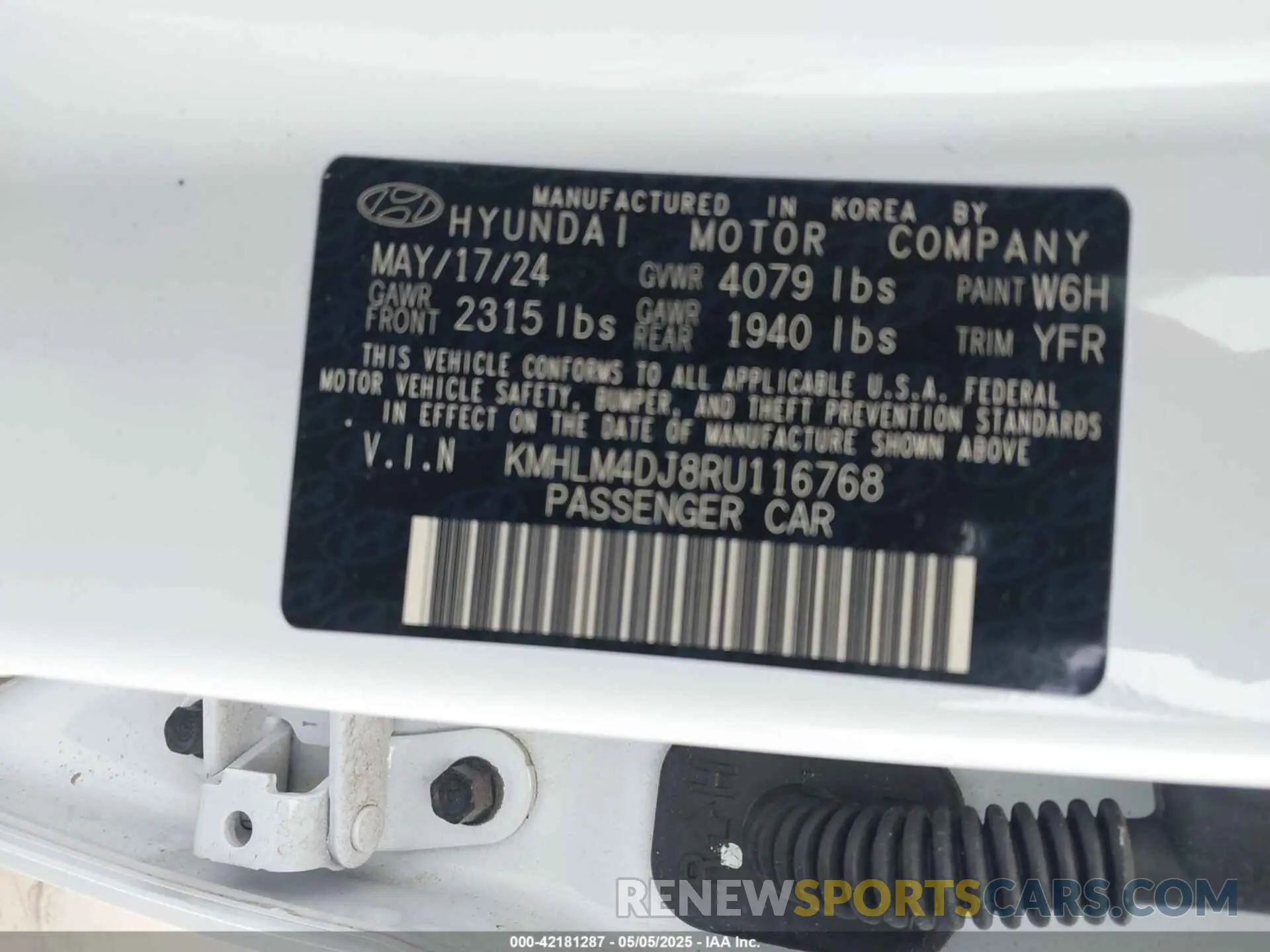 9 Photograph of a damaged car KMHLM4DJ8RU116768 HYUNDAI ELANTRA HYBRID 2024