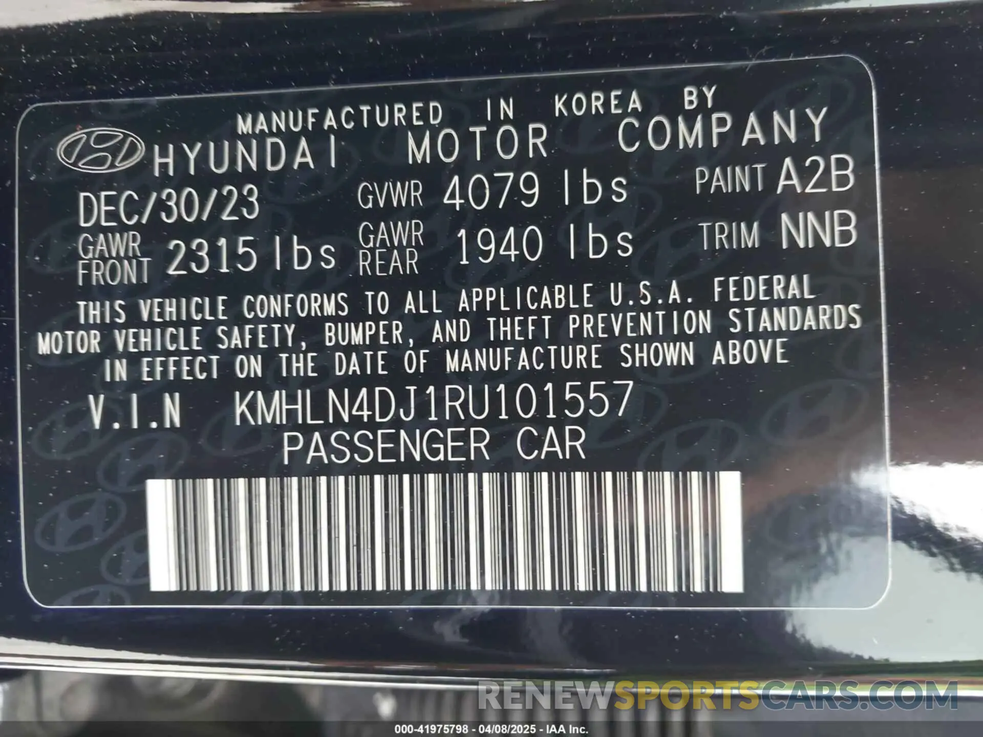 9 Photograph of a damaged car KMHLN4DJ1RU101557 HYUNDAI ELANTRA HYBRID 2024