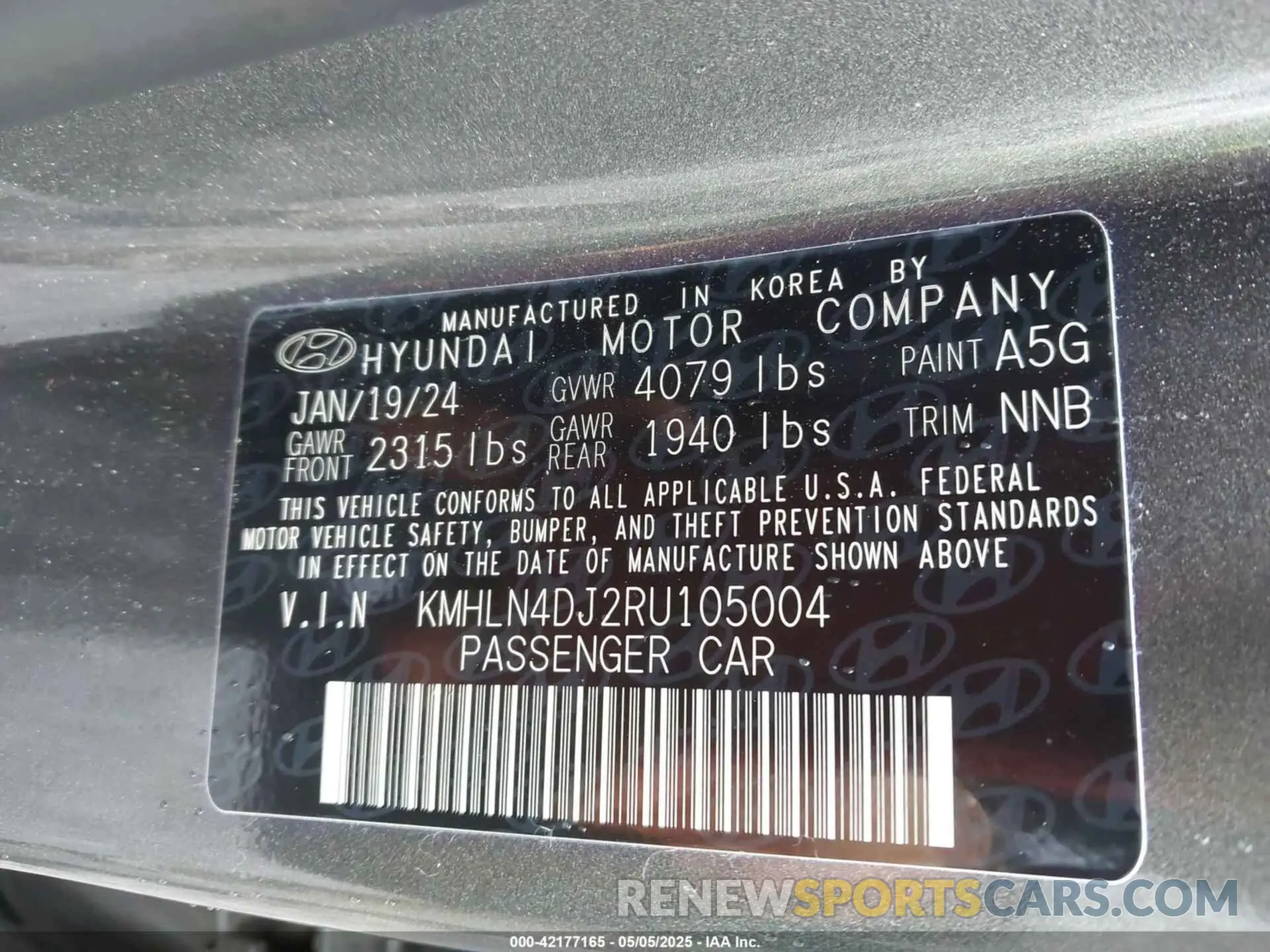 9 Photograph of a damaged car KMHLN4DJ2RU105004 HYUNDAI ELANTRA HYBRID 2024