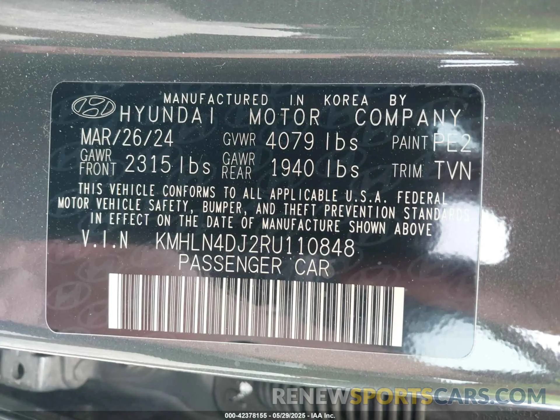 9 Photograph of a damaged car KMHLN4DJ2RU110848 HYUNDAI ELANTRA HYBRID 2024