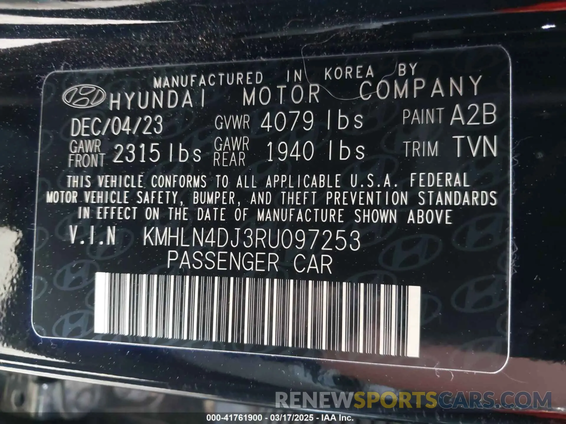 9 Photograph of a damaged car KMHLN4DJ3RU097253 HYUNDAI ELANTRA HYBRID 2024