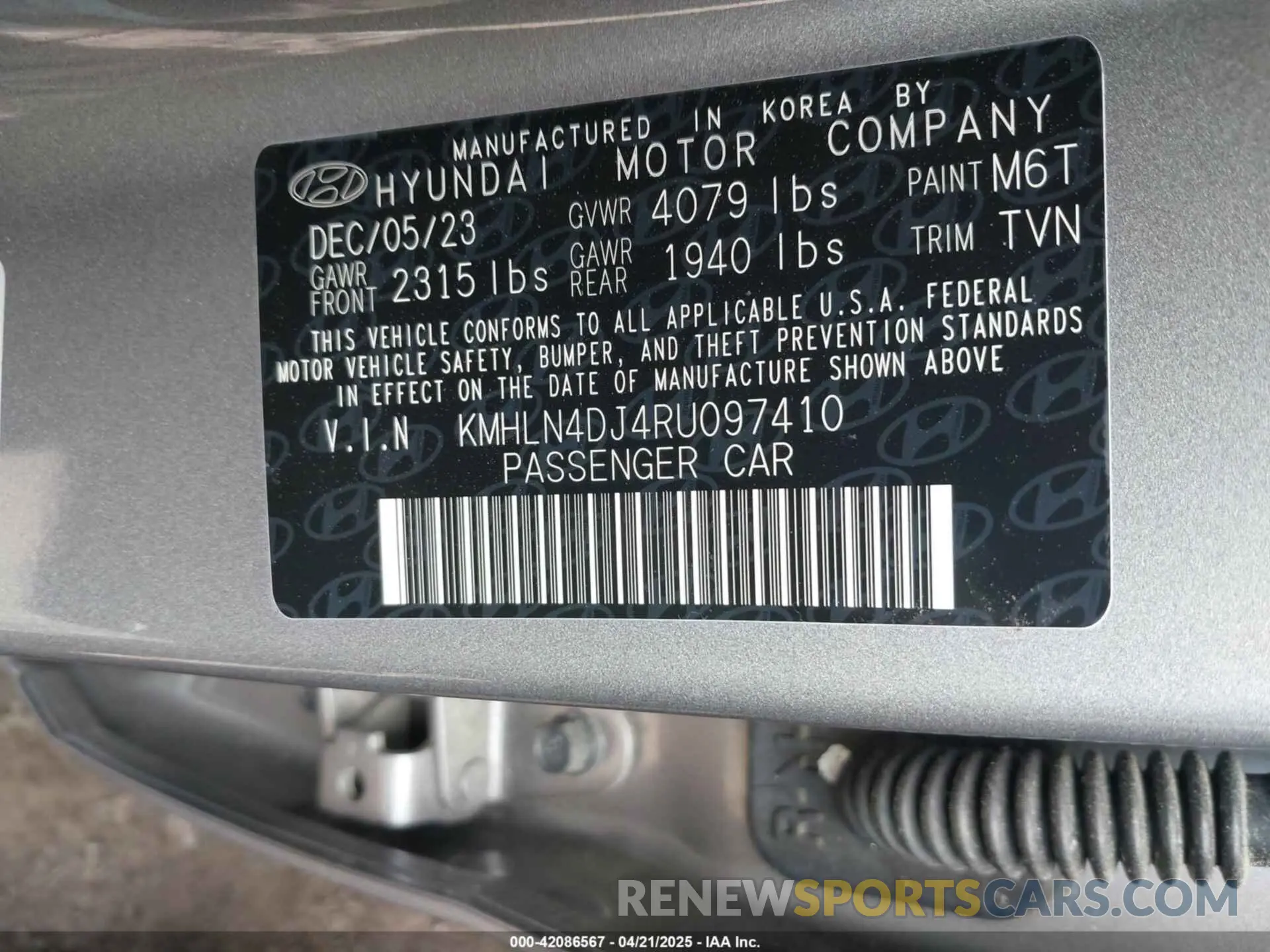 9 Photograph of a damaged car KMHLN4DJ4RU097410 HYUNDAI ELANTRA HYBRID 2024