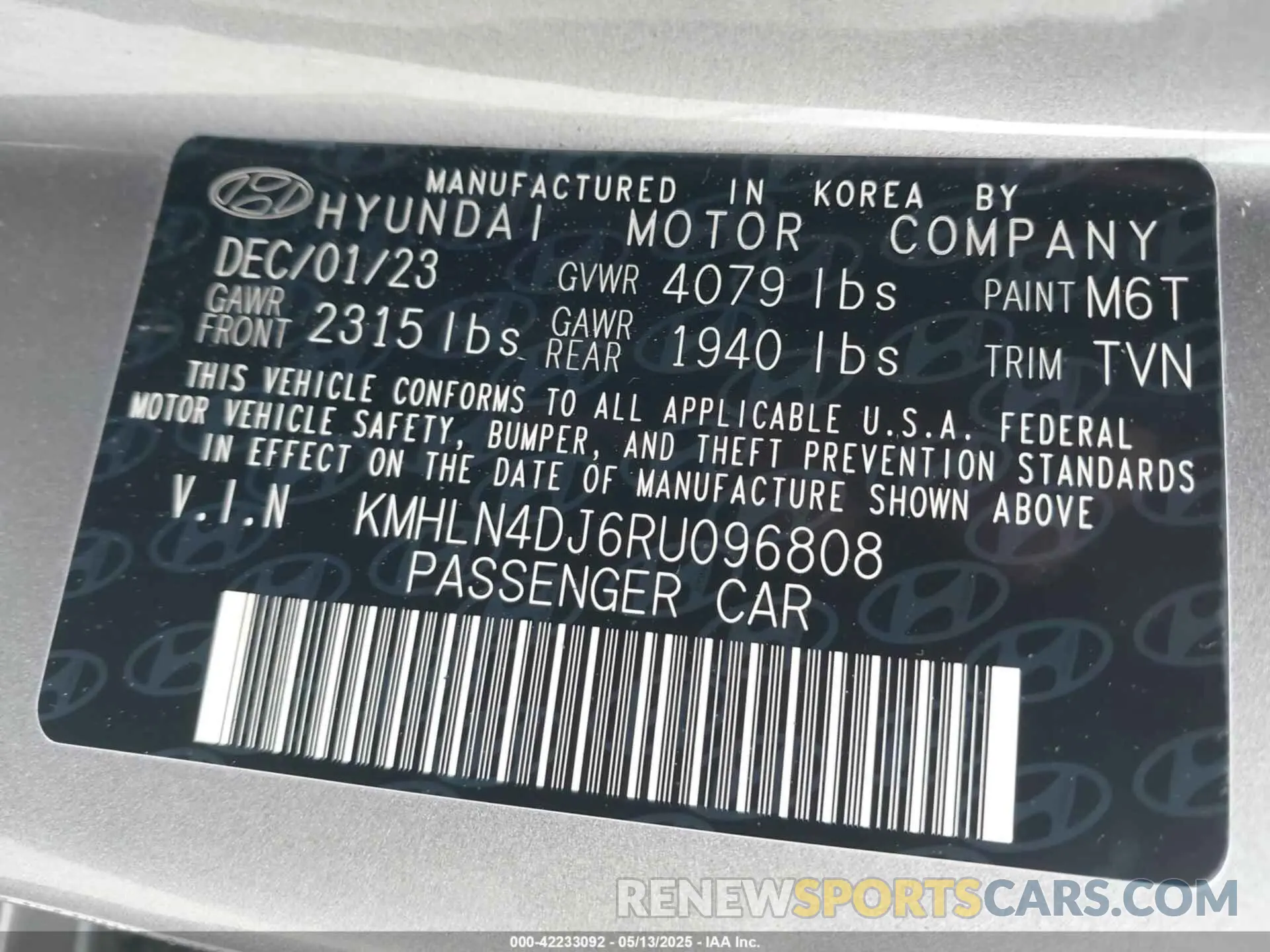 9 Photograph of a damaged car KMHLN4DJ6RU096808 HYUNDAI ELANTRA HYBRID 2024