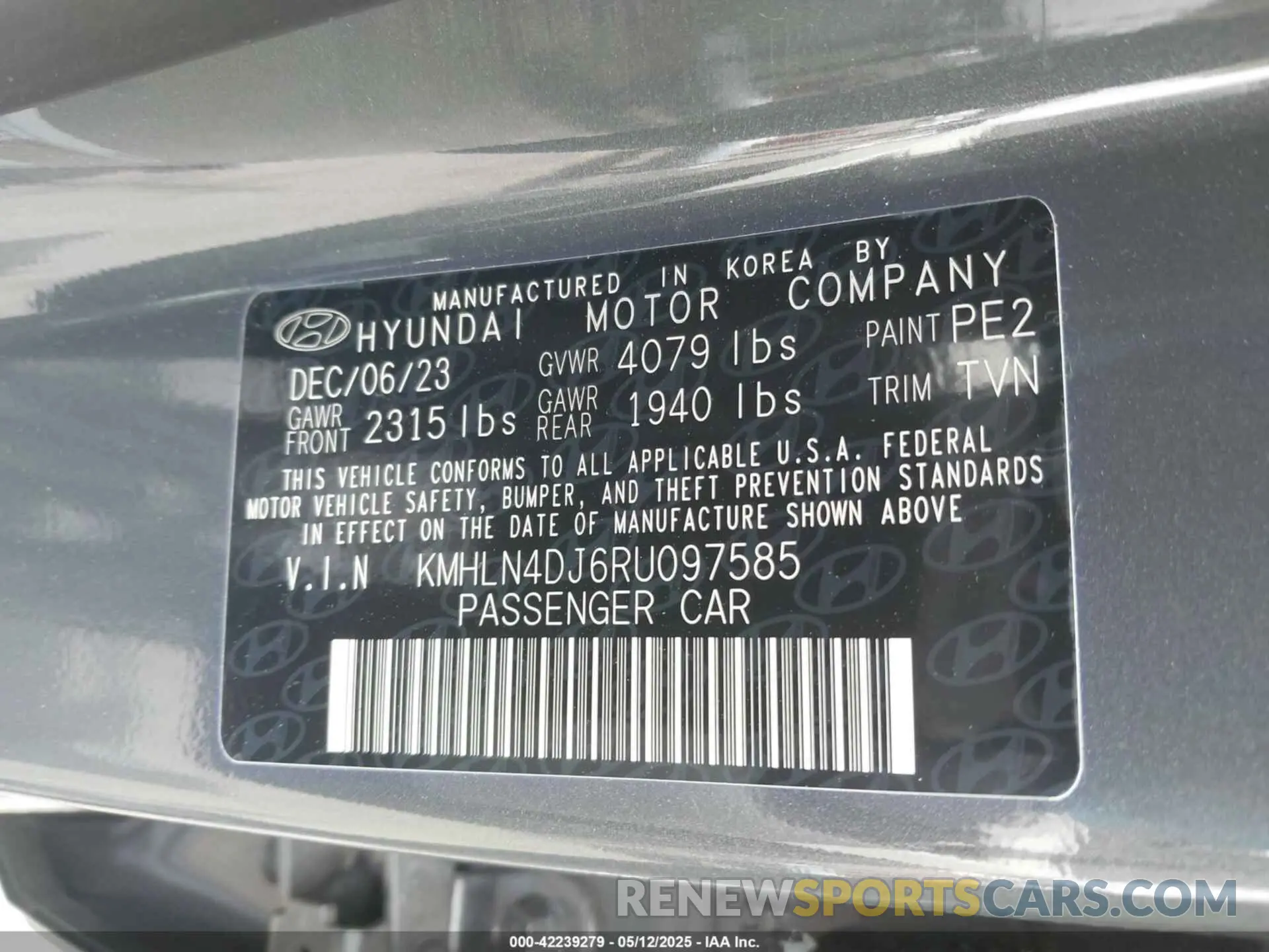 9 Photograph of a damaged car KMHLN4DJ6RU097585 HYUNDAI ELANTRA HYBRID 2024