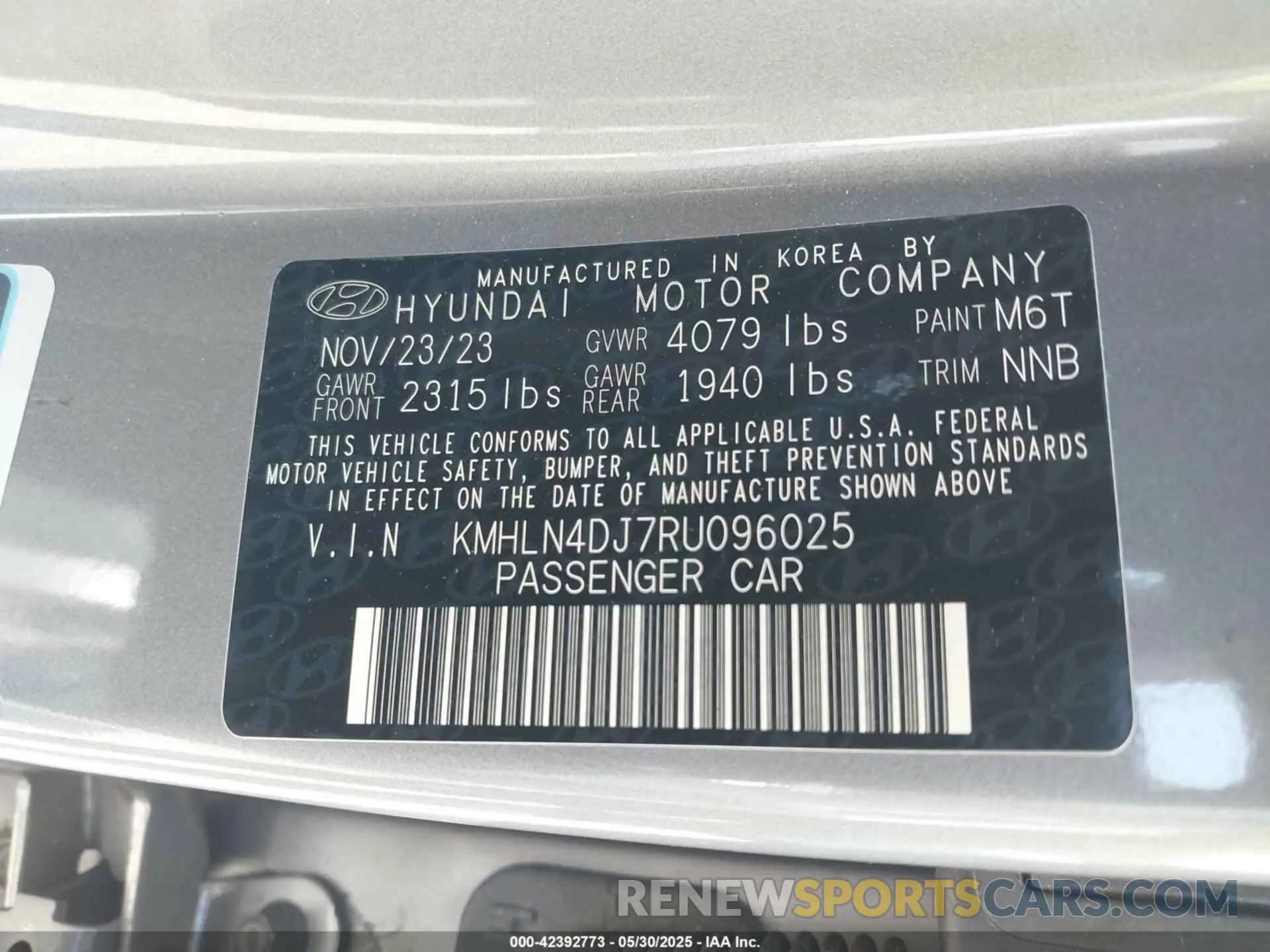 9 Photograph of a damaged car KMHLN4DJ7RU096025 HYUNDAI ELANTRA HYBRID 2024